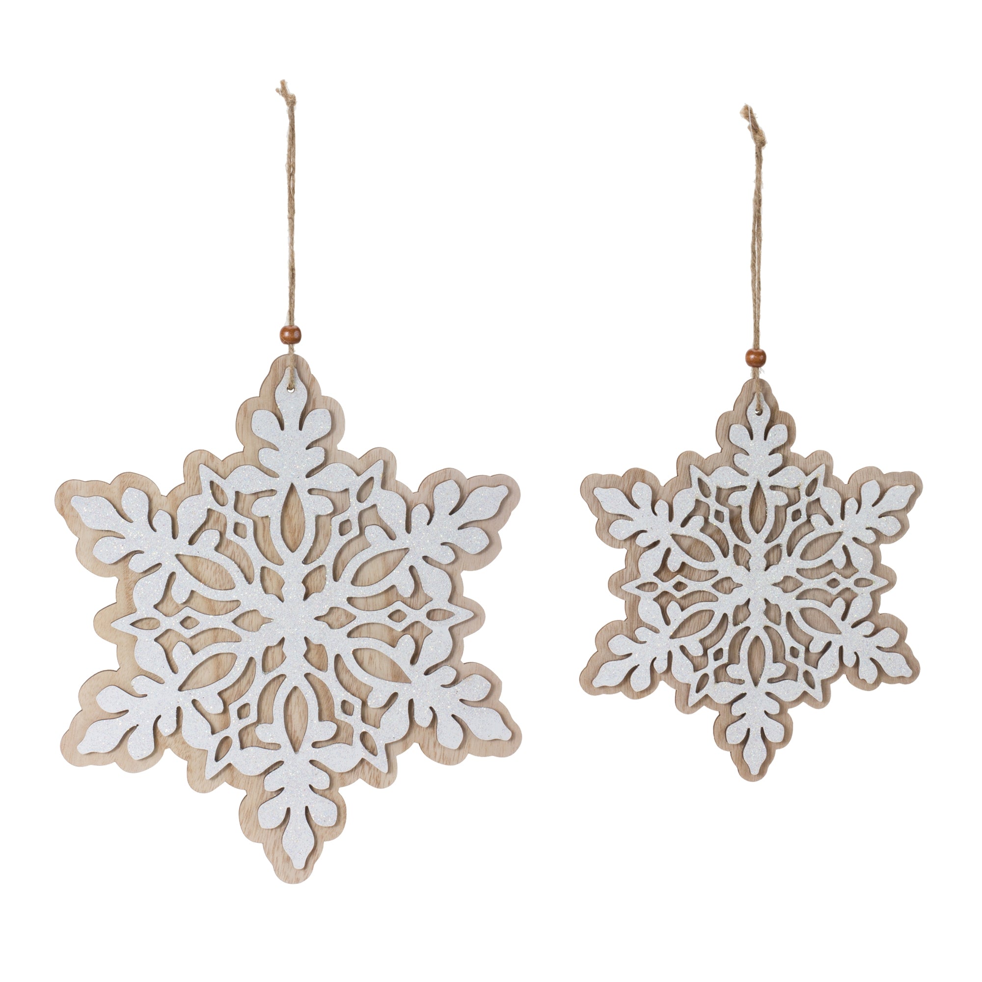 Wood Snowflake Ornaments (Set of 24)