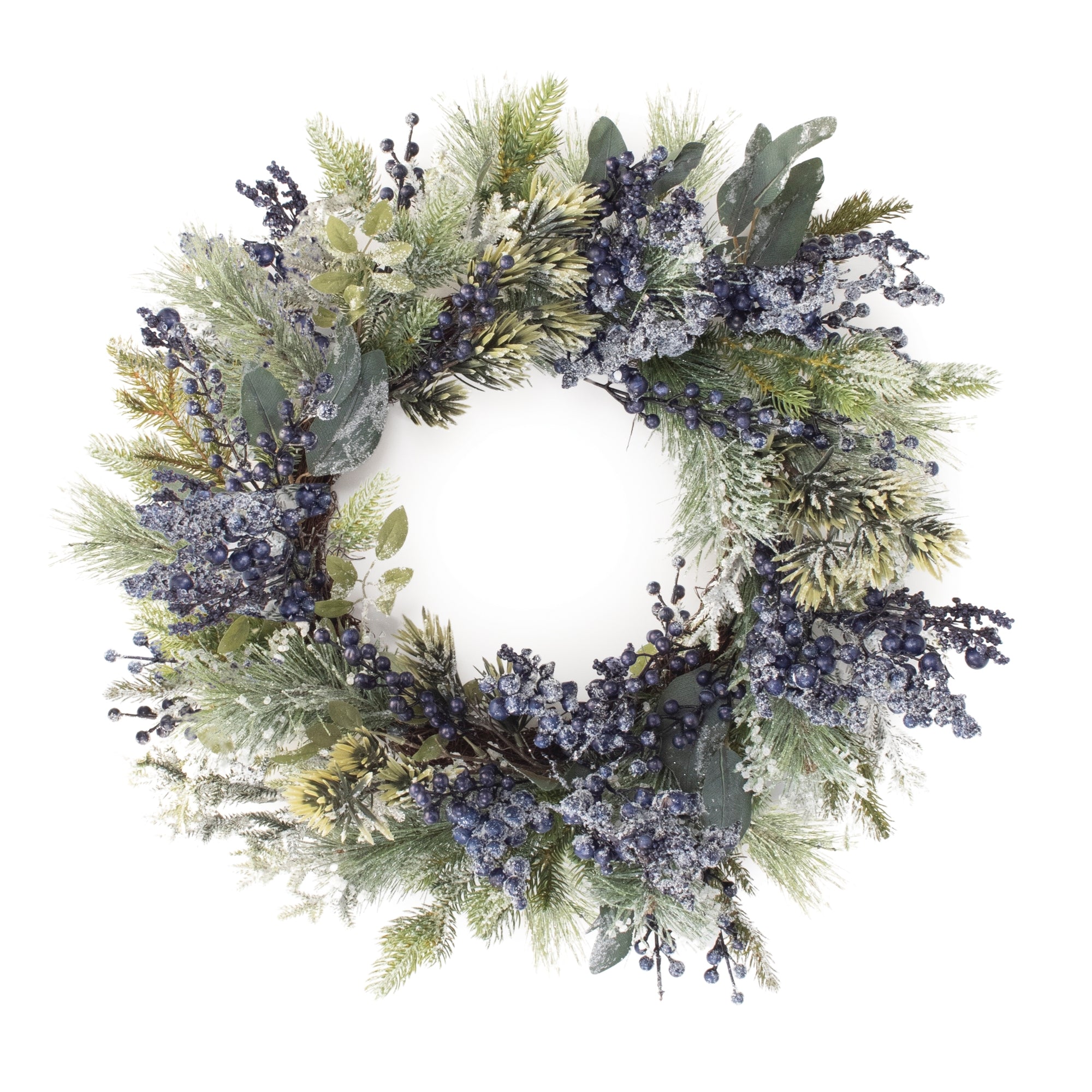 Frosted Blueberry Pine Wreath 24"D