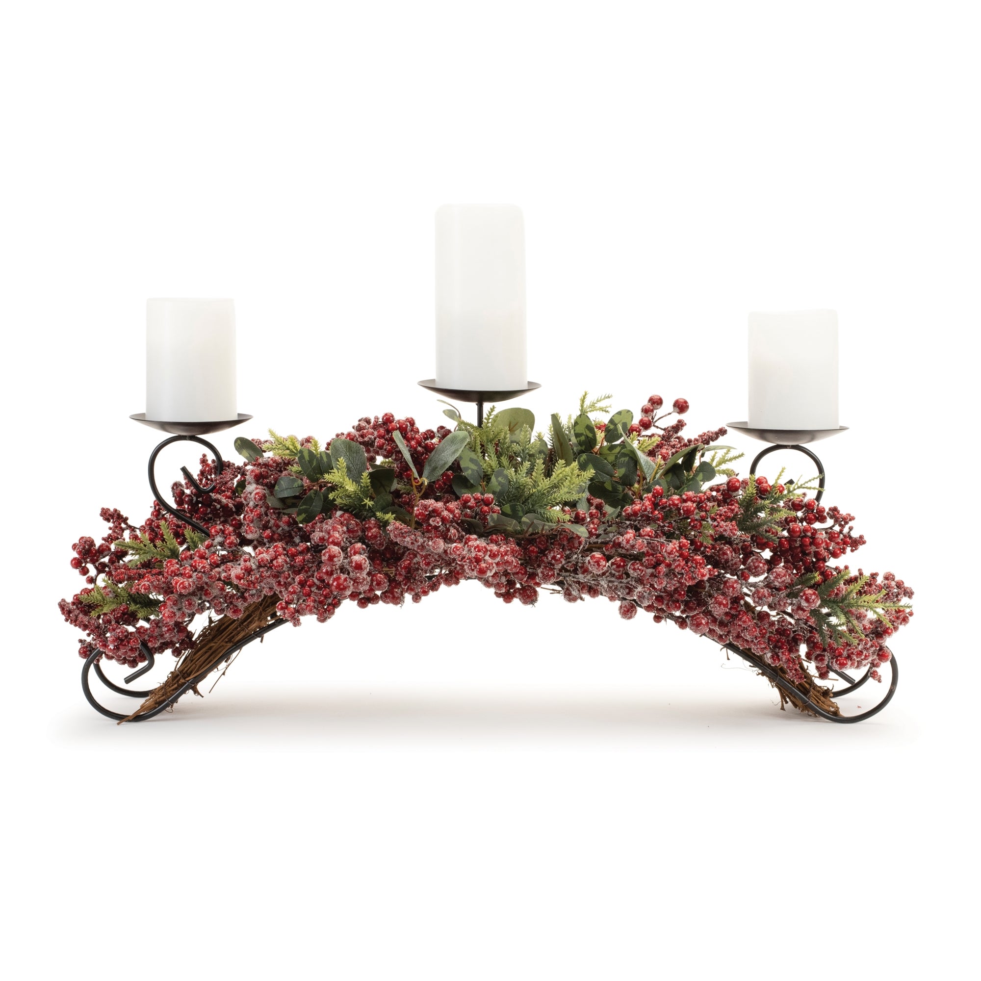 Pine and Berry Centerpiece Candle Holder 31"L