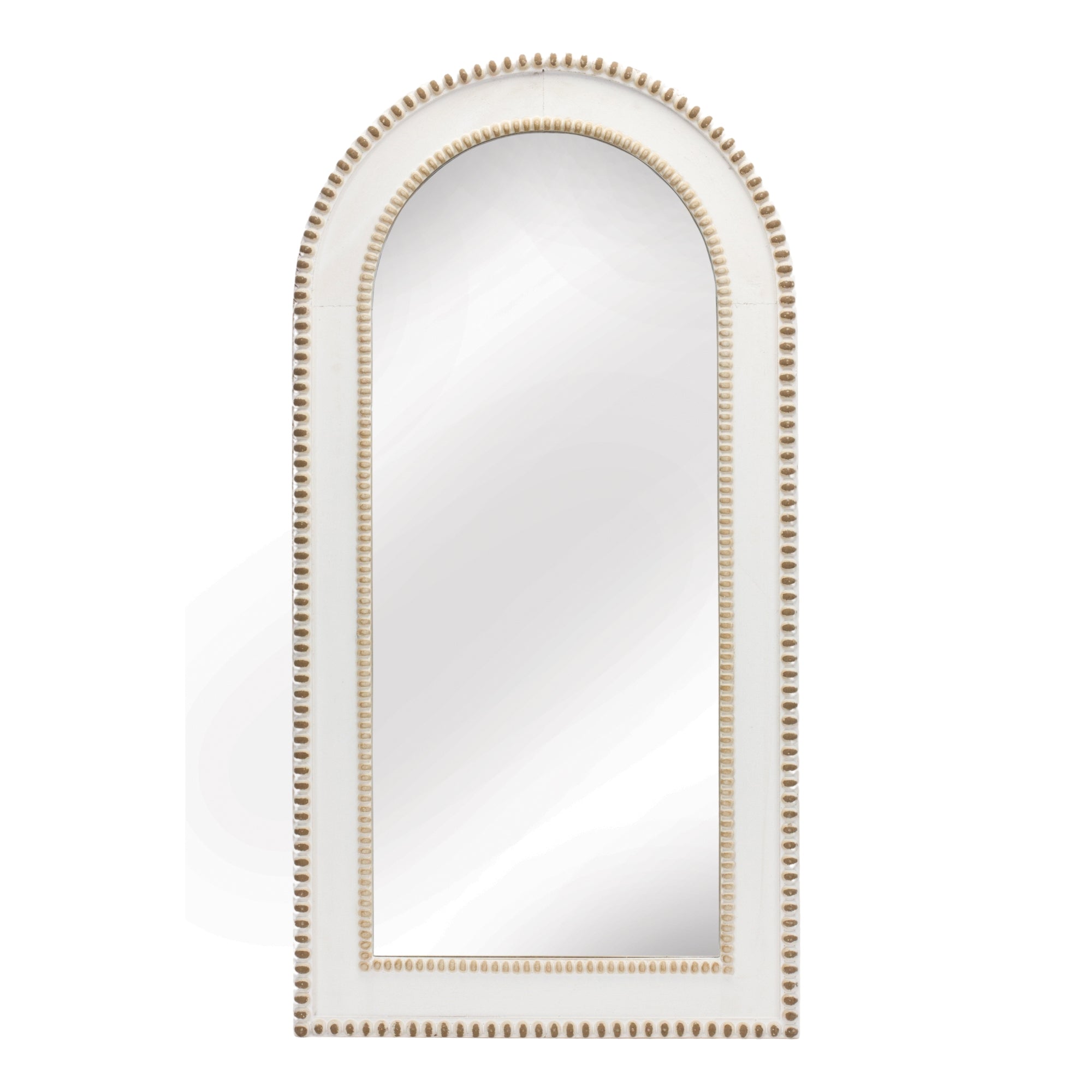 Beaded Wood Arch Mirror 35"H