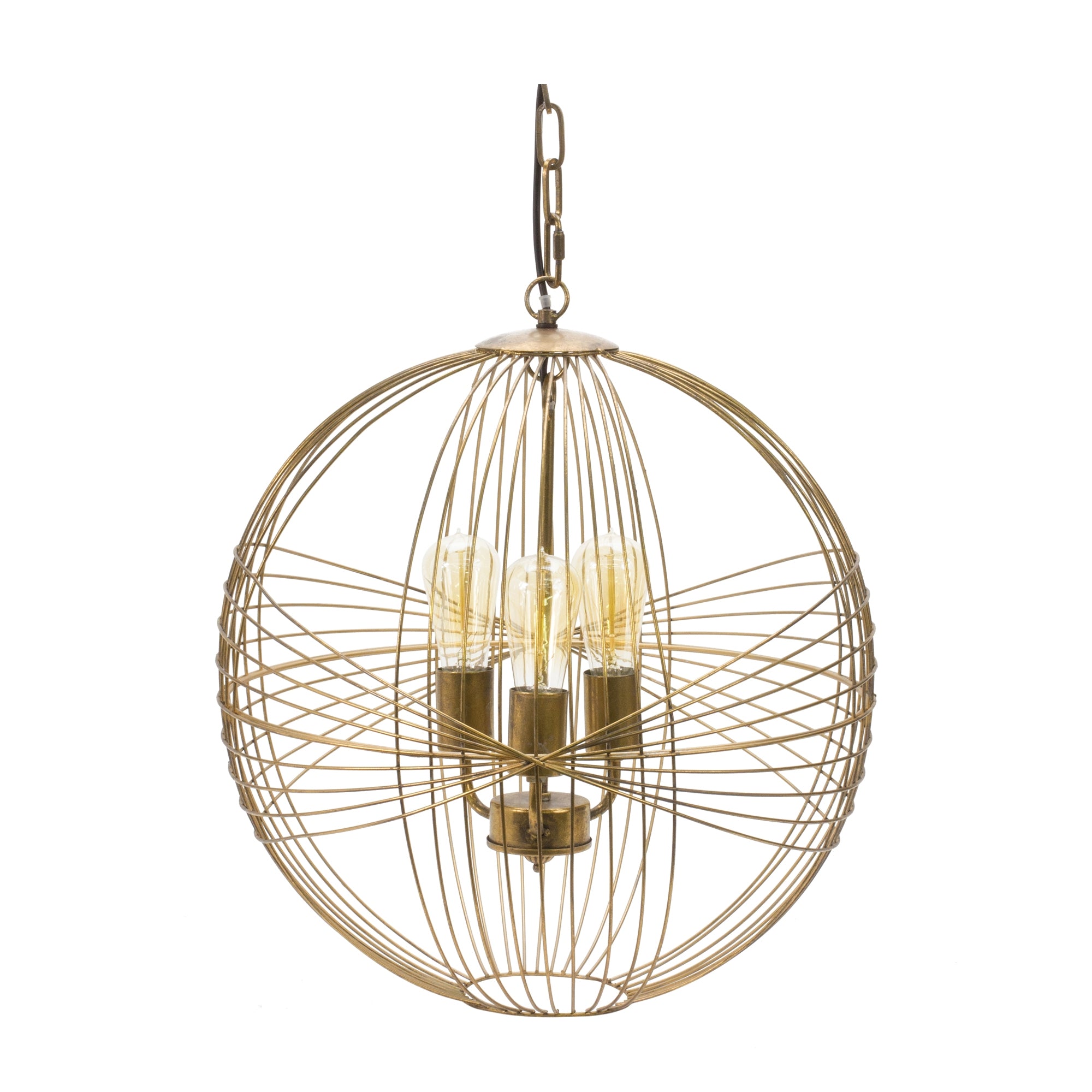 Intricate Metal Sphere Hanging Lamp 20"D