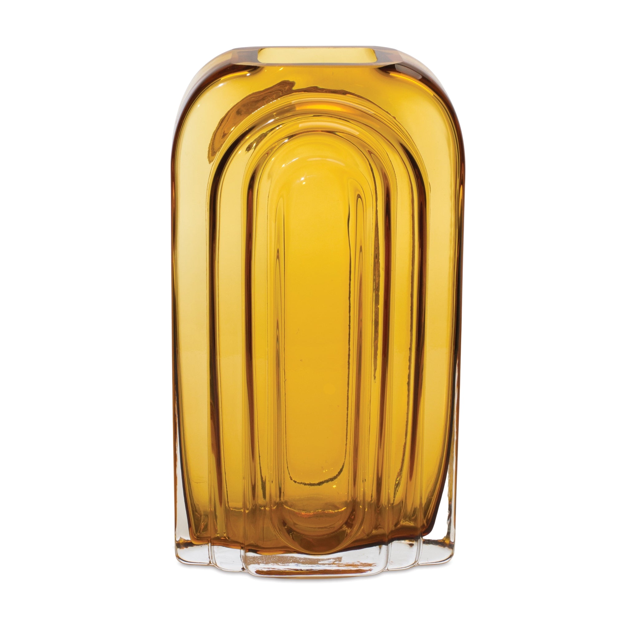 Rounded Amber Glass Vase 9.75"H