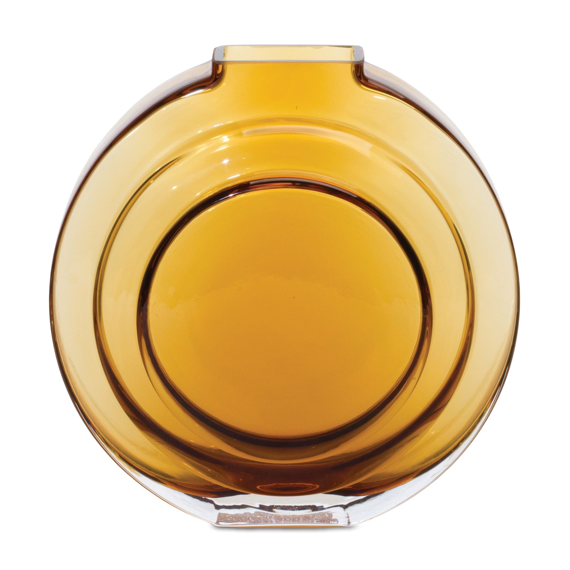 Round Amber Glass Vase 6.25"H