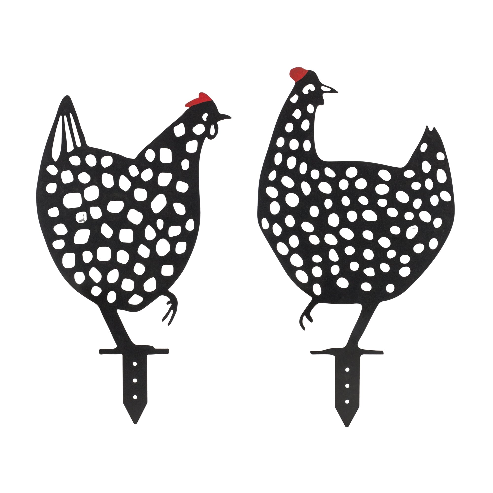Punched Metal Chicken Garden Stake (Set of 4)