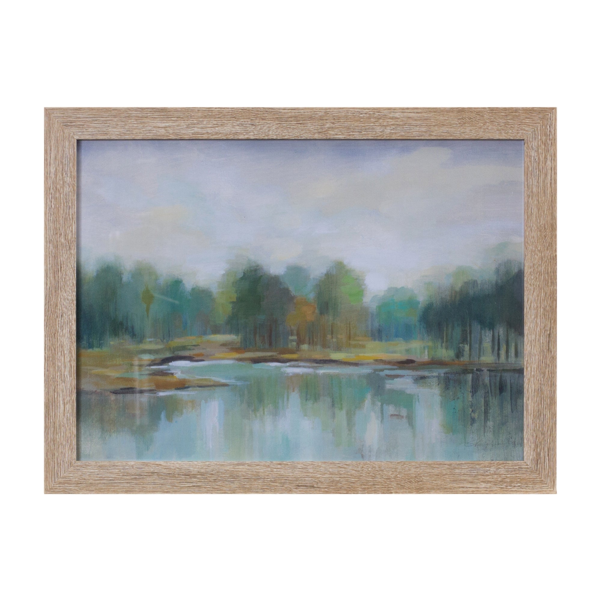 Framed Lake Landscape Print 15.75"L