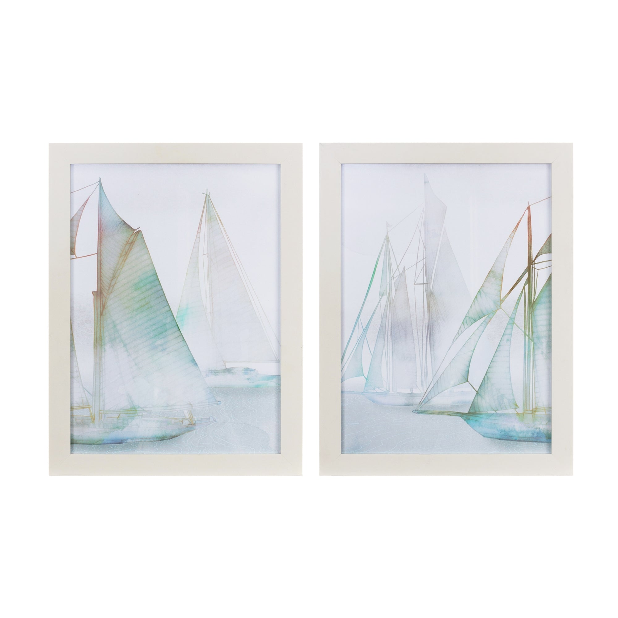 Framed Watercolor Sailboat Print (Set of 2)