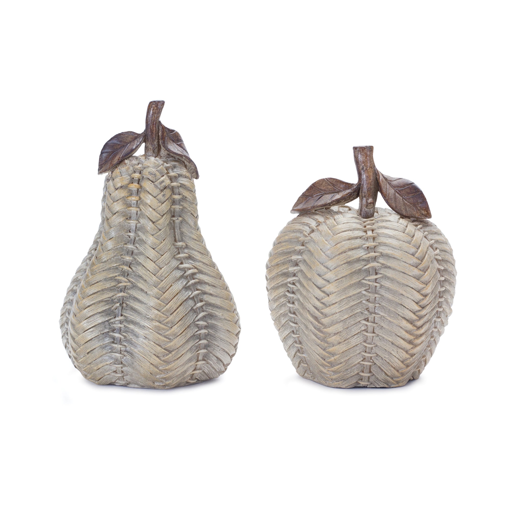 Wicker Apple and Pear Décor (Set of 2)