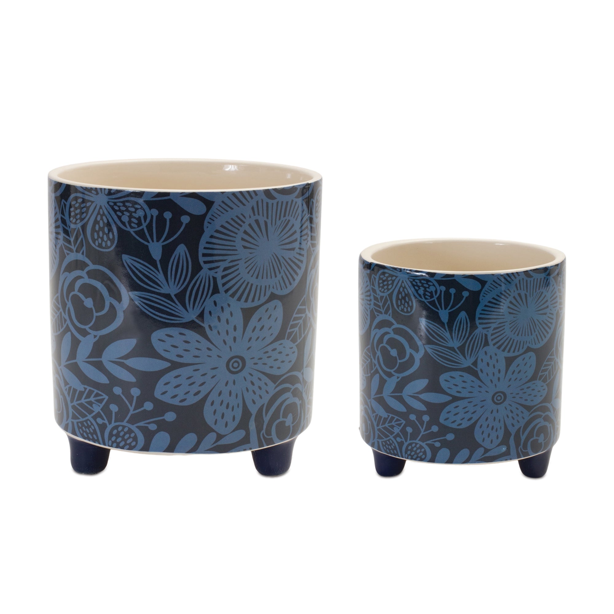Footed Floral Pattern Planter (Set of 2)
