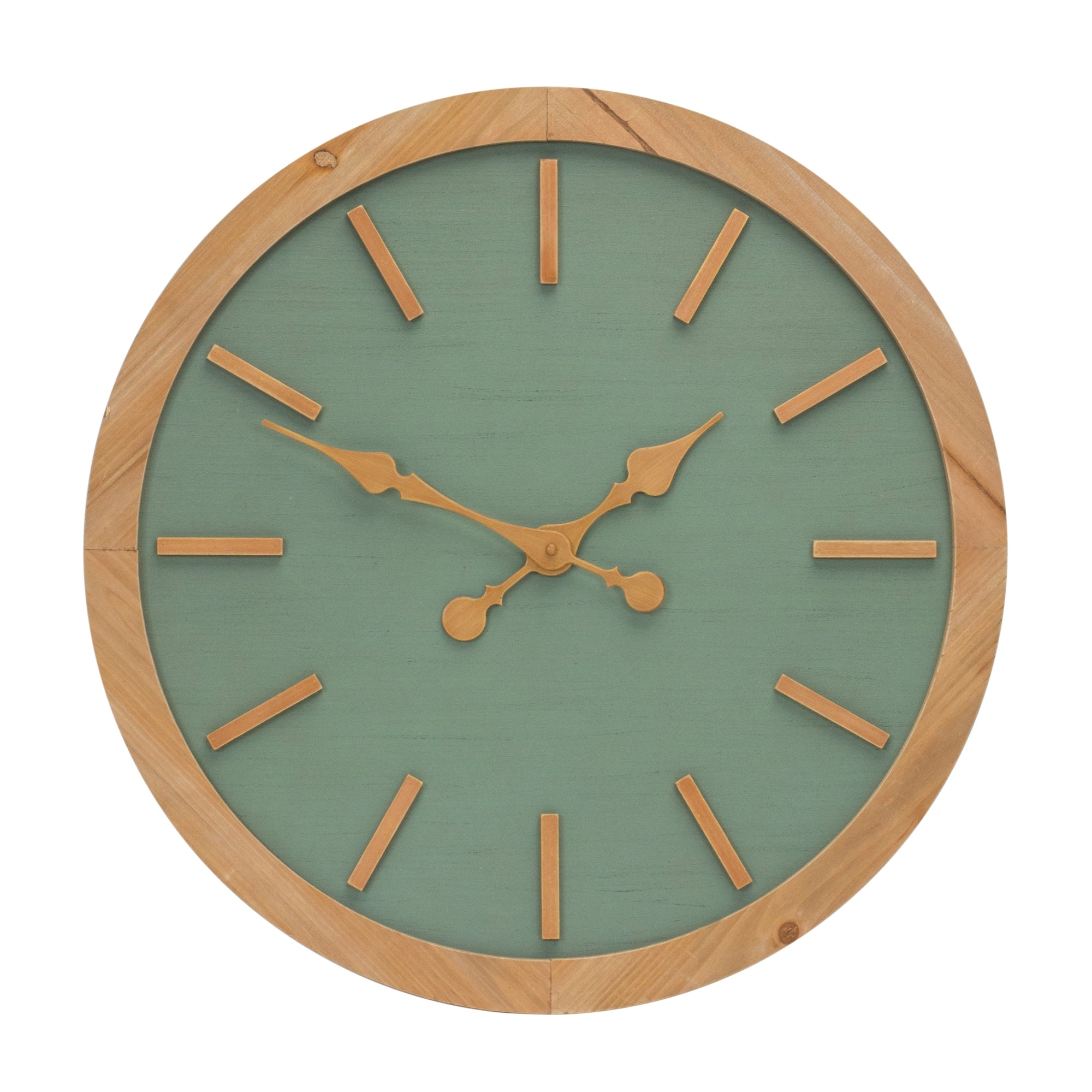 Sage Green Wood Wall Clock 24"D