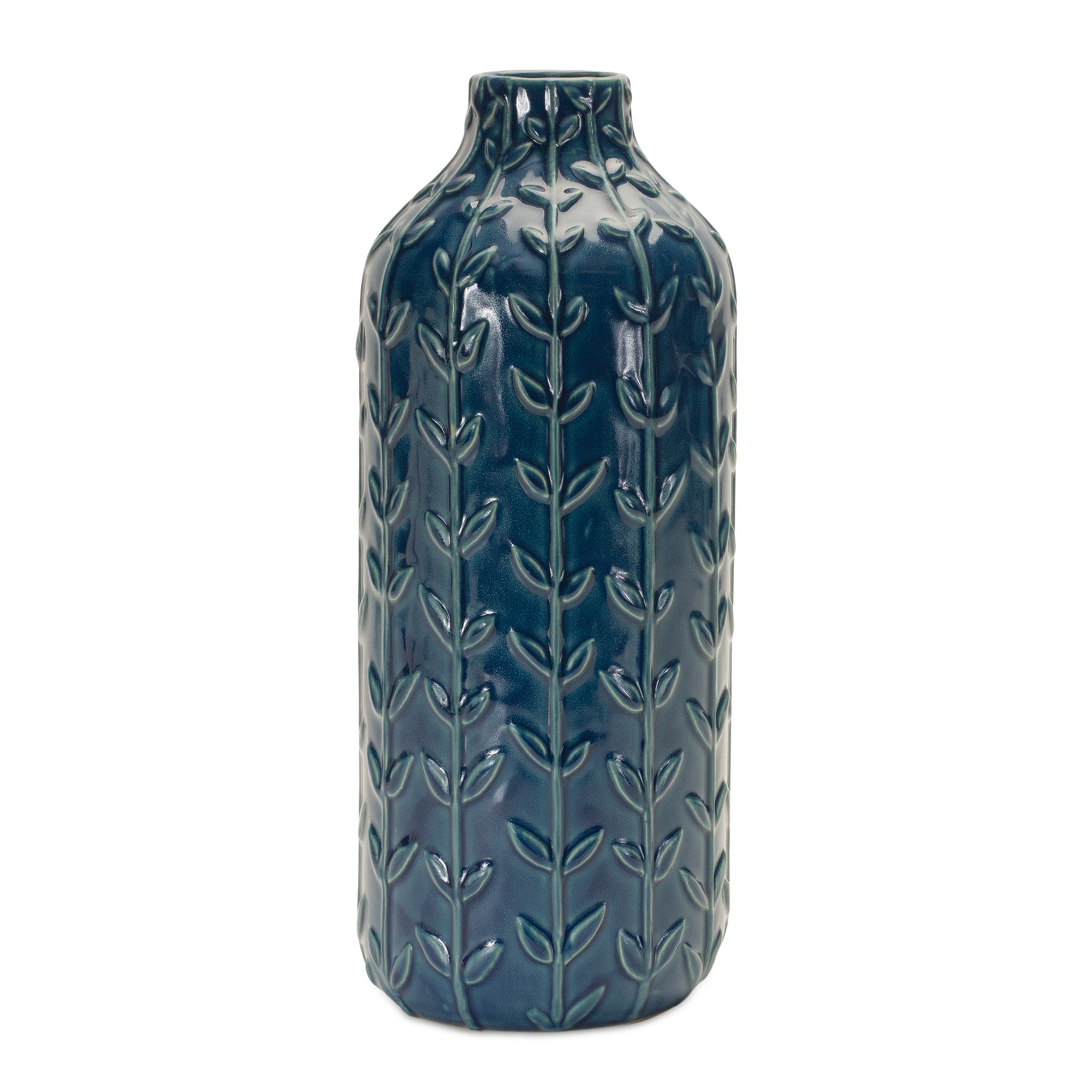 Ceramic Leaf Pattern Vase (Set of 2)