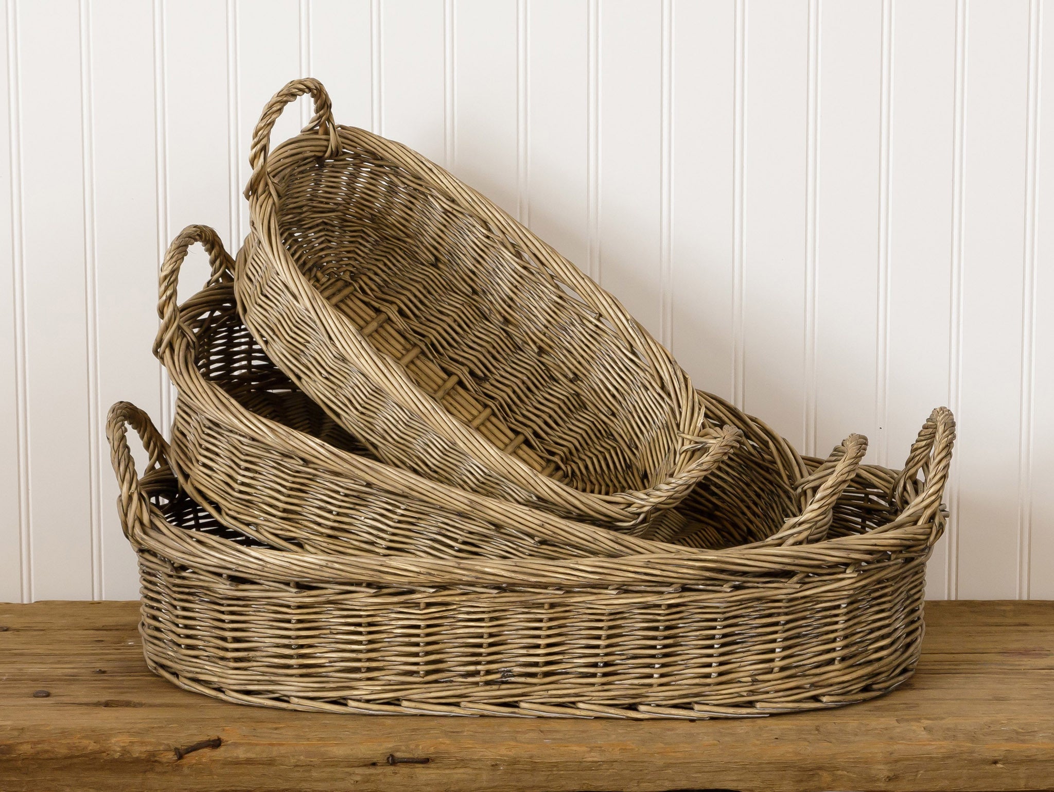 Oval Nesting Wicker Baskets (S/3)
