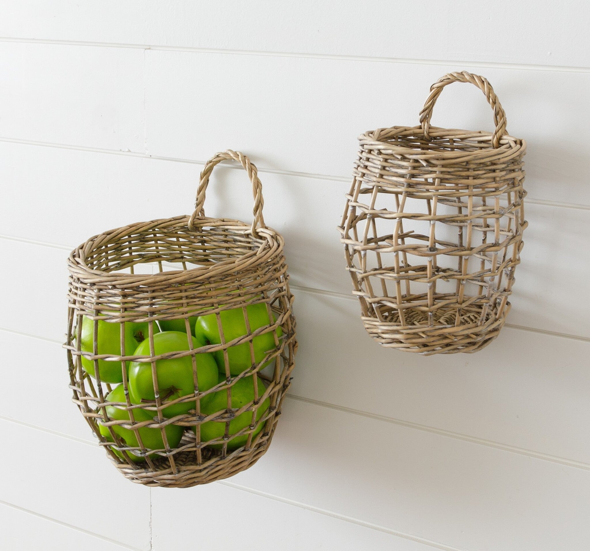 Open Weave Hanging Willow Baskets (S/2)