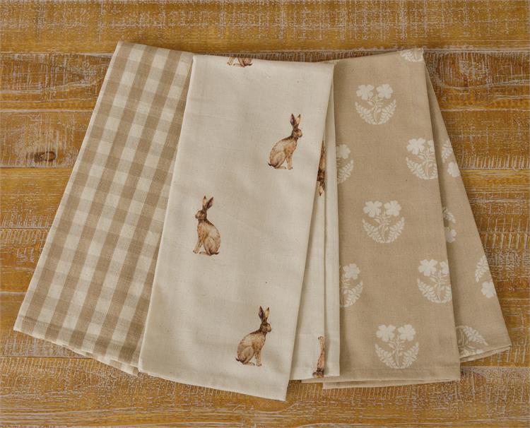 Neutral Rabbits Towels (S/3)