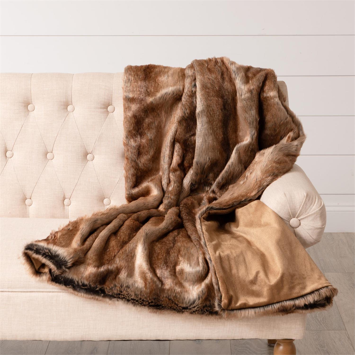 Faux Caribou Fur Throw