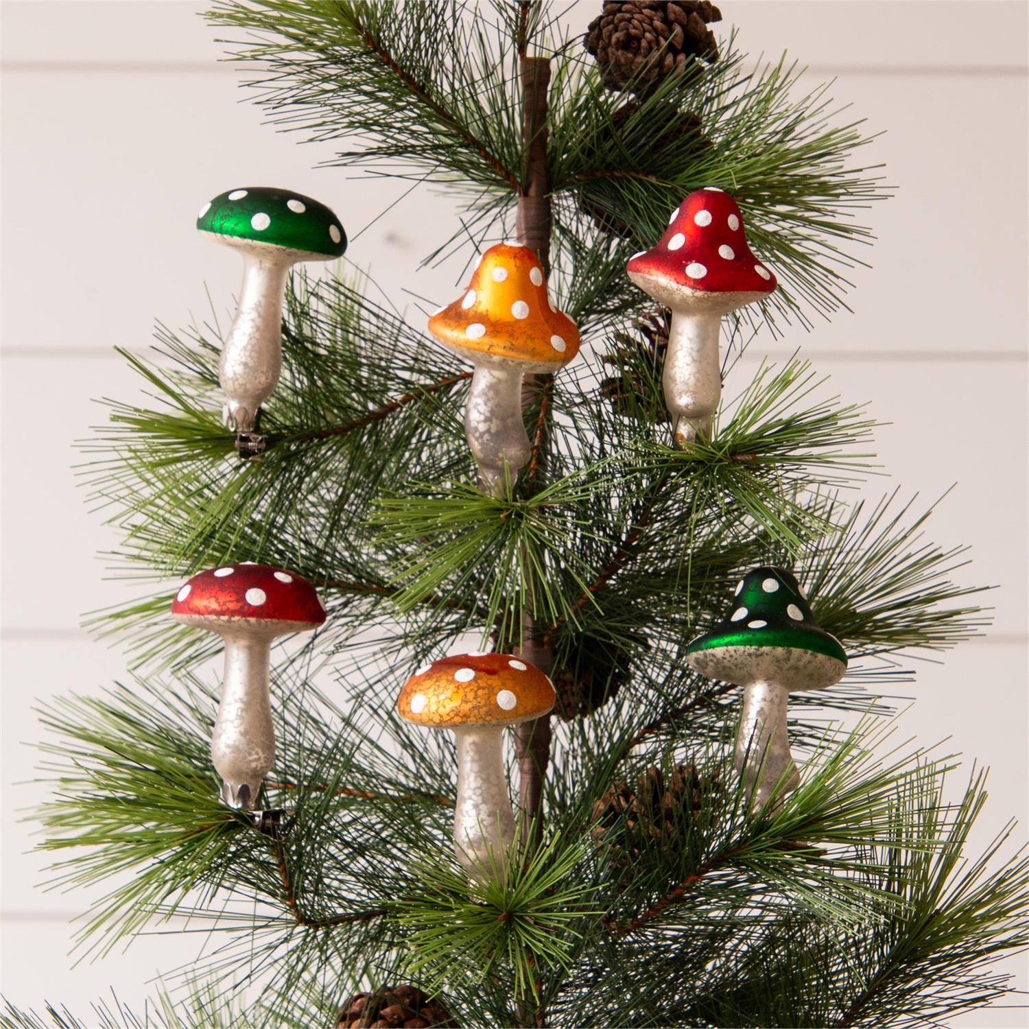 Clip-On Glass Mushrooms (S/6)