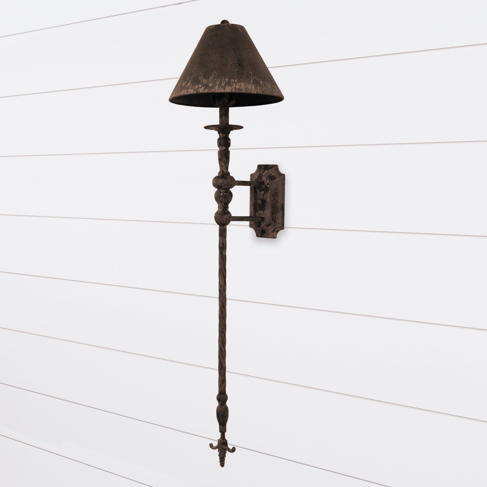Aged Tall Metal Wall Sconce