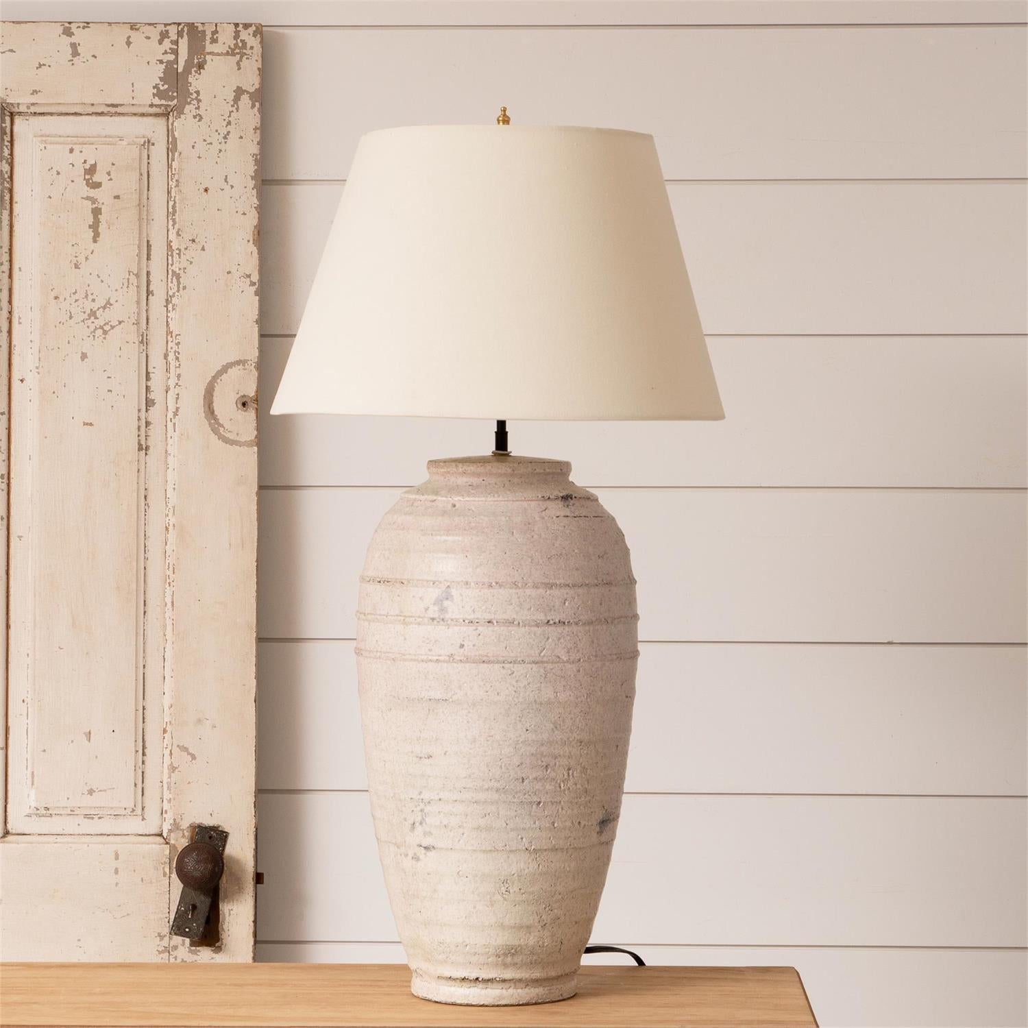 Weathered White Pottery Lamp