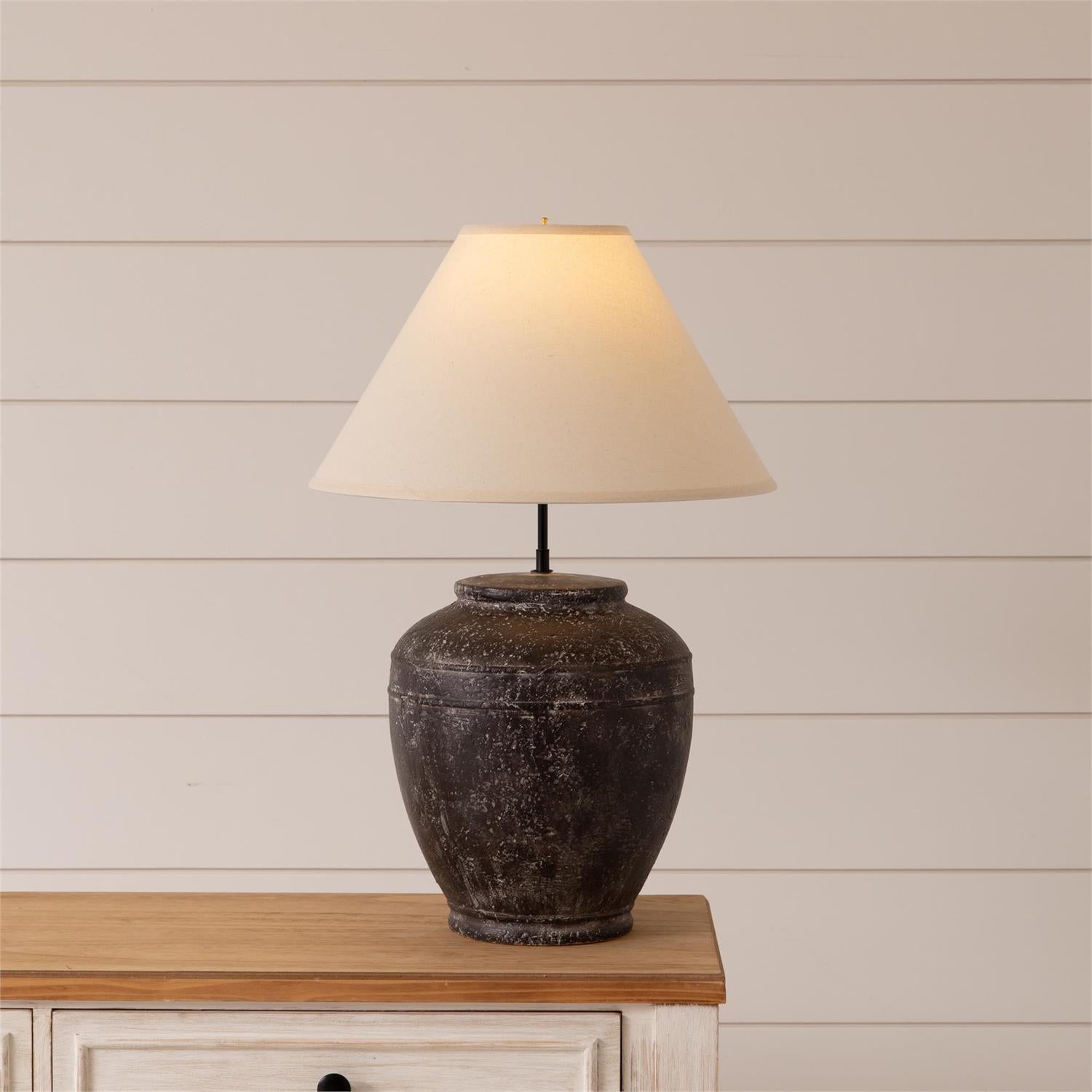 Distressed Black Pottery Lamp