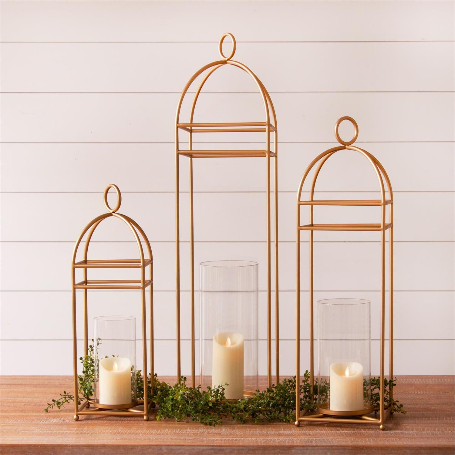 Gold Cage Lantern Candle Holders