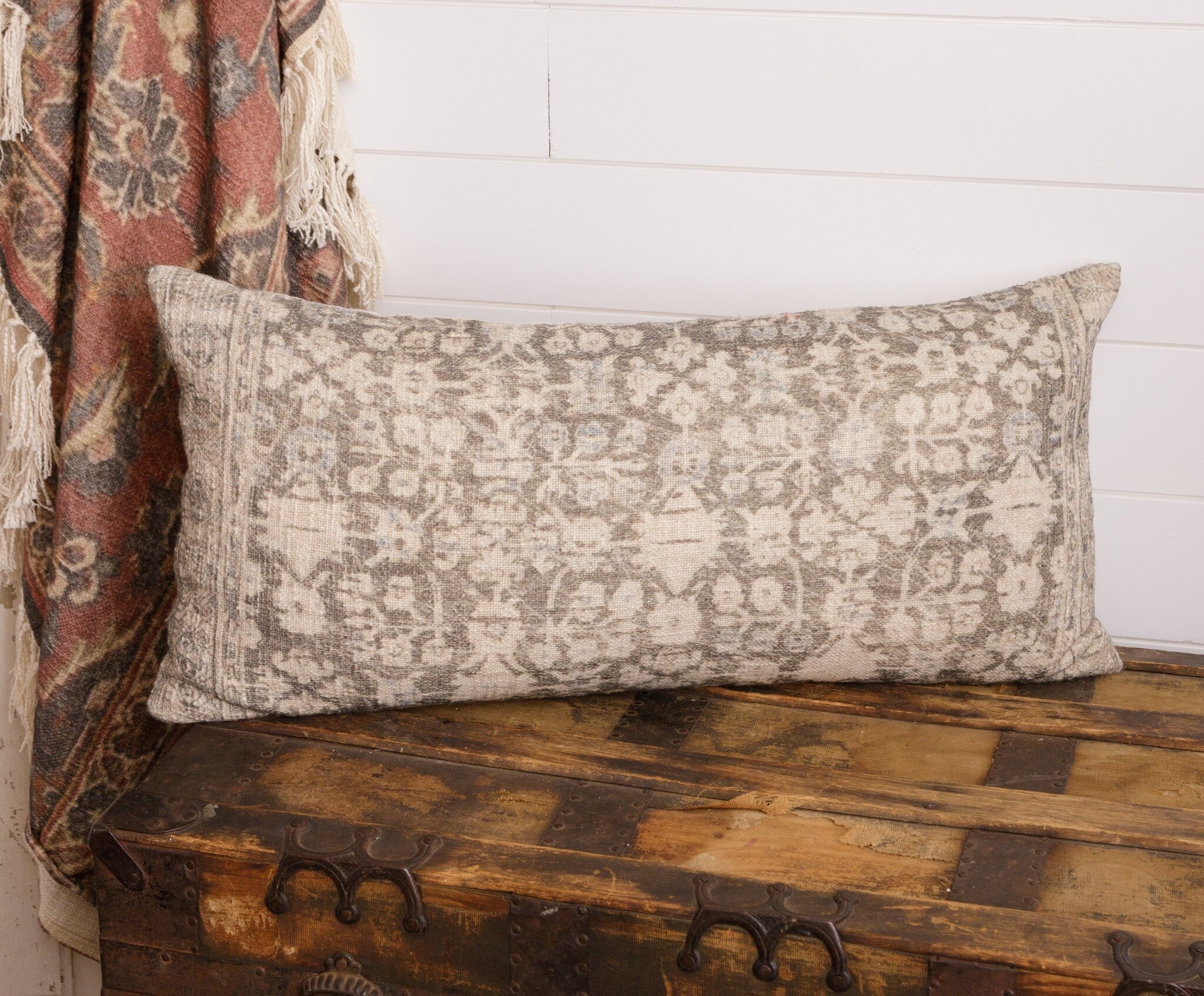 Antique Rug Elongated Lumbar Pillow