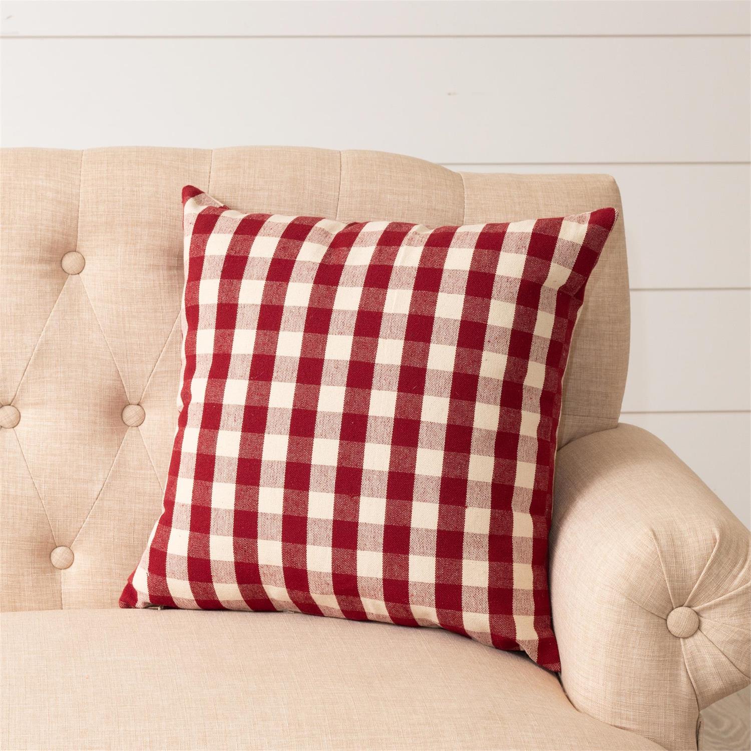 Red And Cream Check Pillow