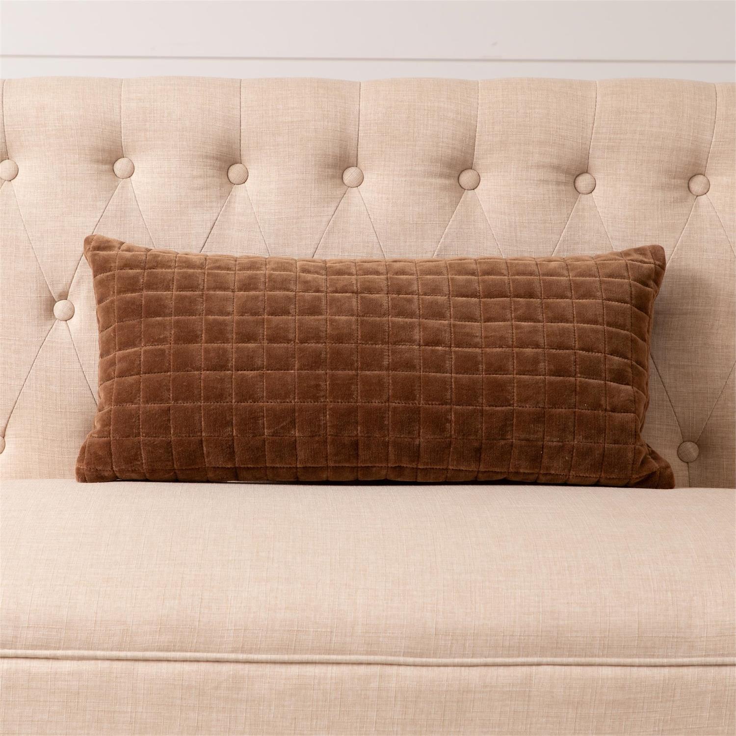 Lumber Pillow - Quilted Velvet, Coffee