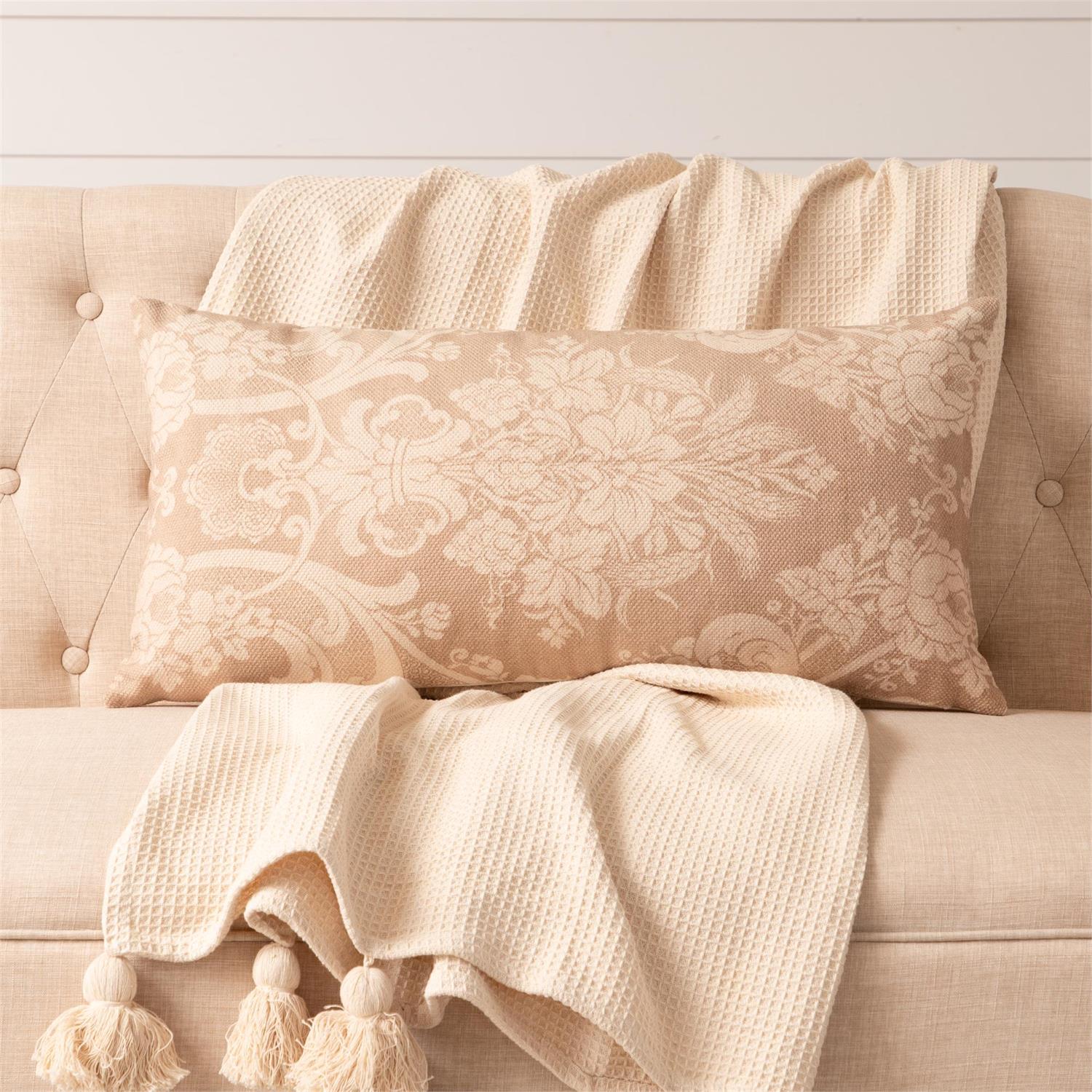 Vintage Inspired Print Taupe Pillow