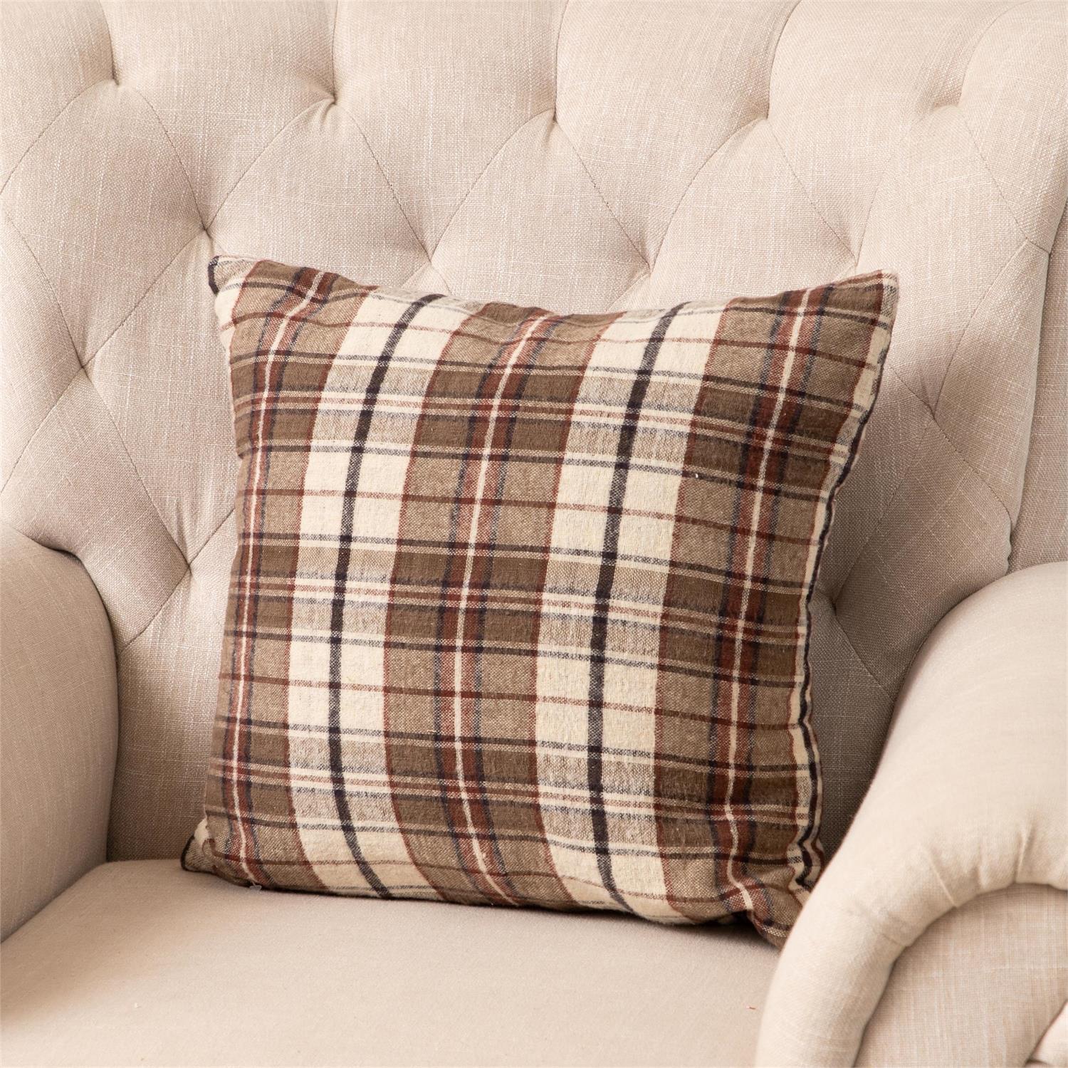 Reversible Brown Plaid Pillow