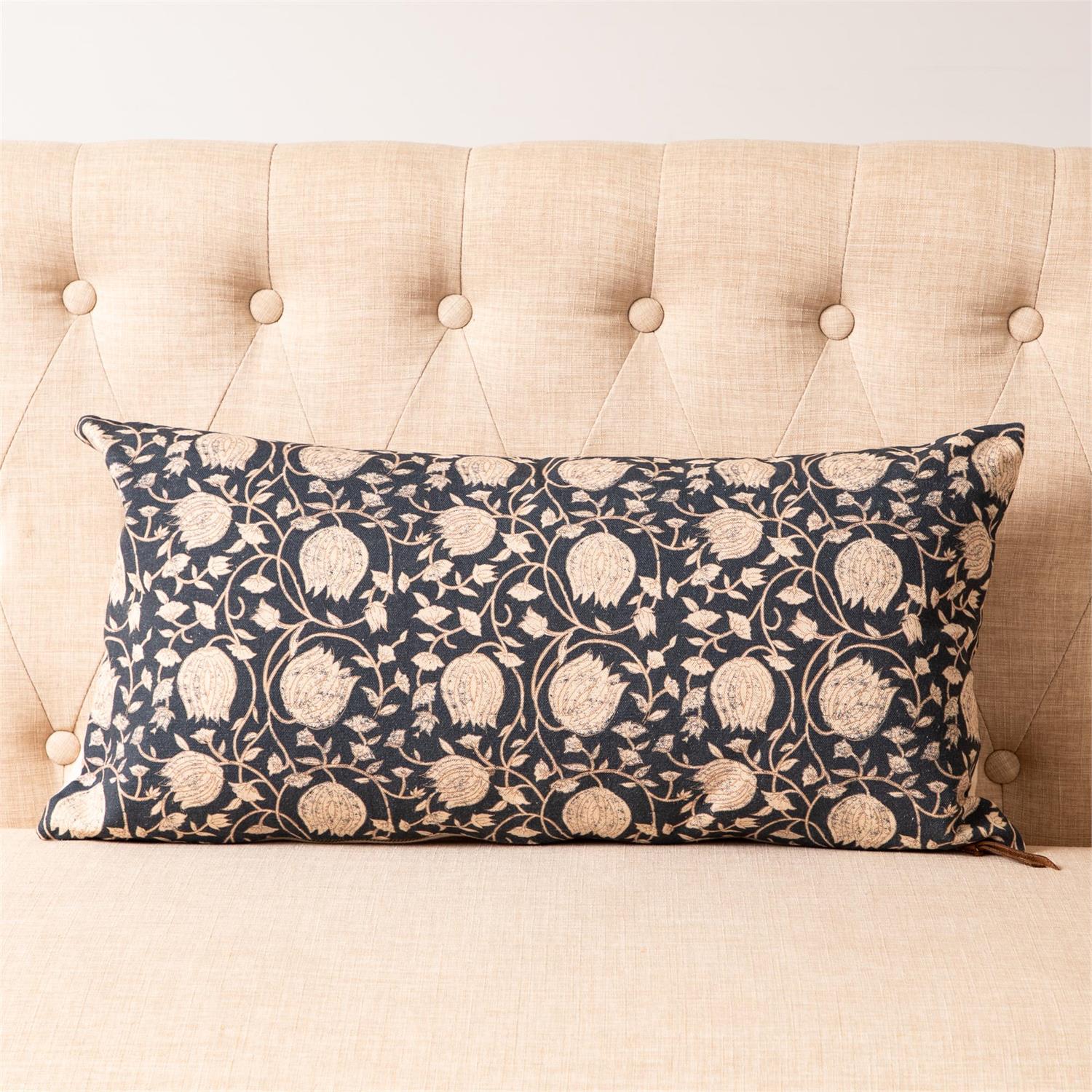 Lumber Pillow - Navy Block Print