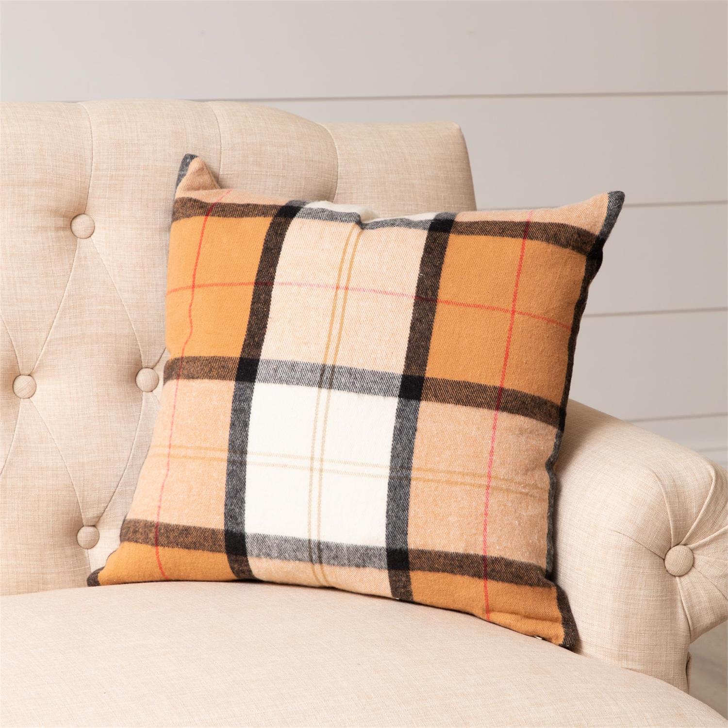 Camel Plaid Pillow