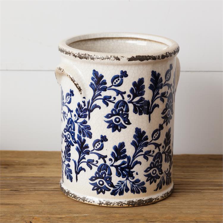 Blue Floral Pottery - Crock (Lg)