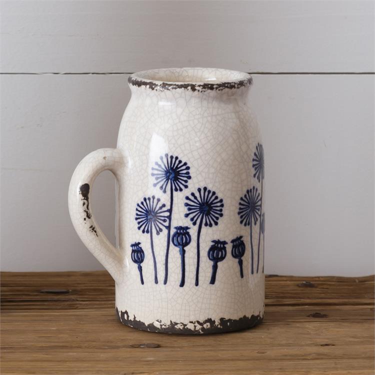 Blue Floral Pottery - Dandelion Pitcher
