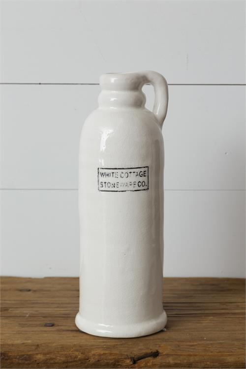 White Cottage Ceramic Vase