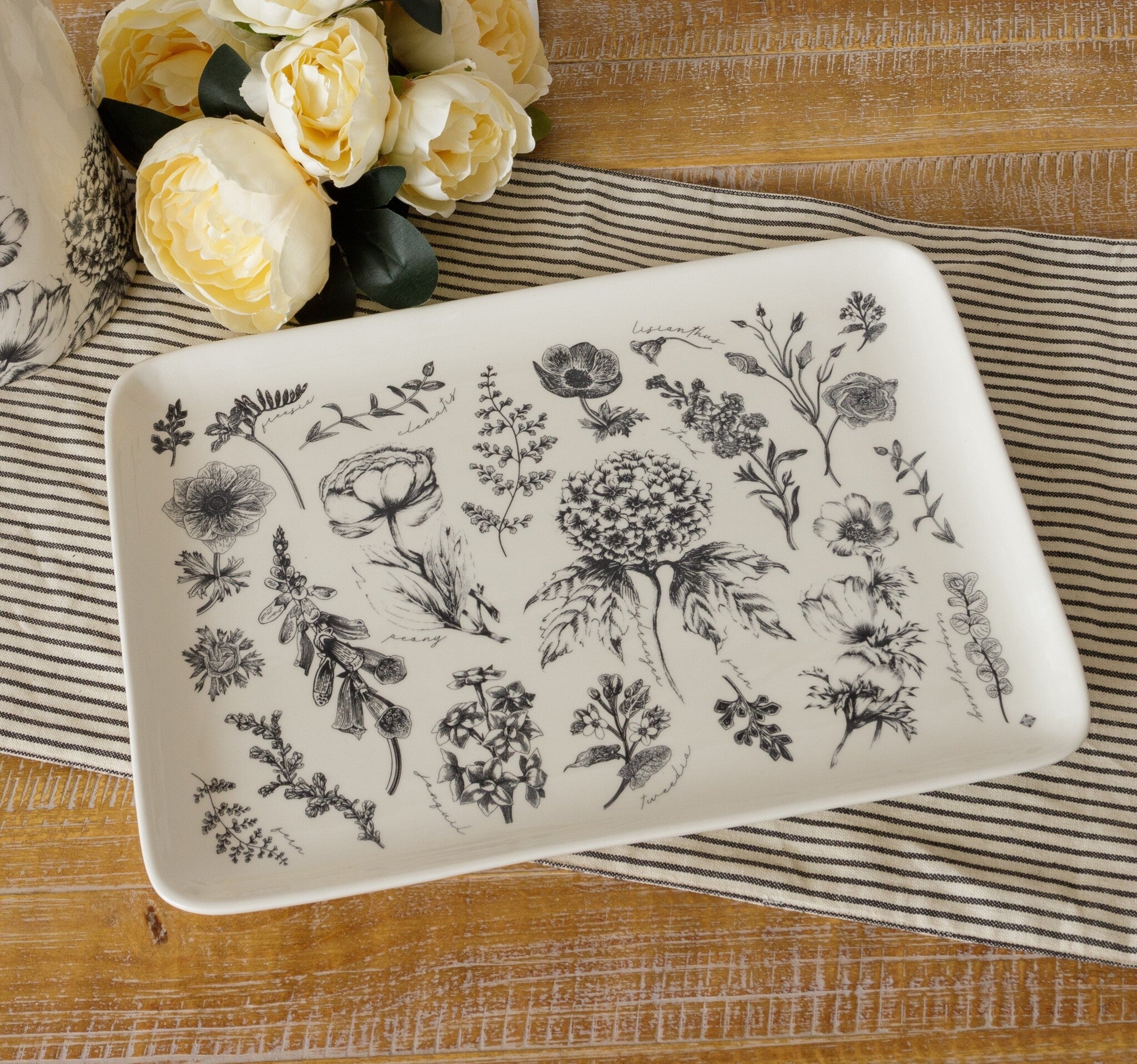 Black & White Botanical Platter