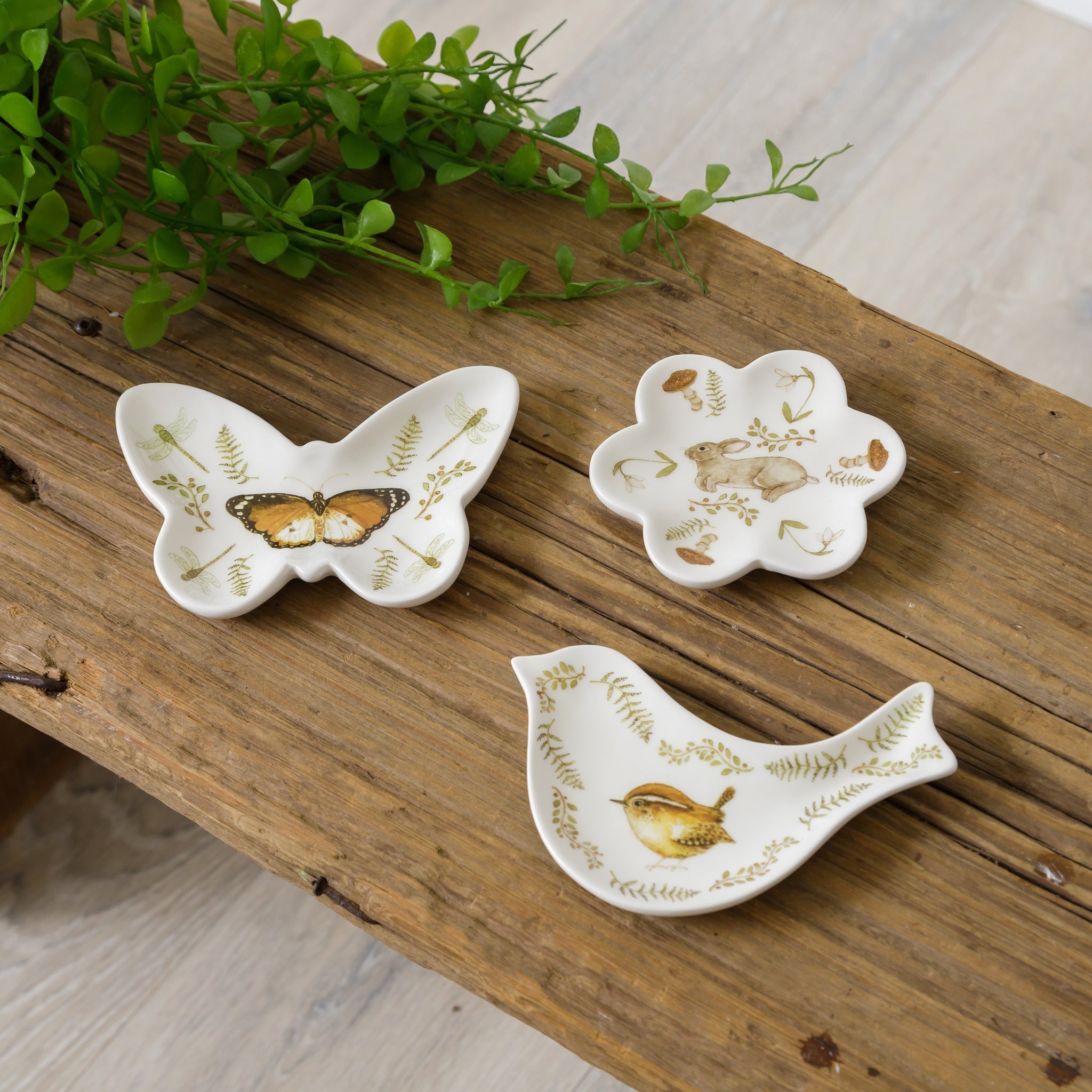 Bird, Butterfly, Rabbit Trinket Plates (S/3)