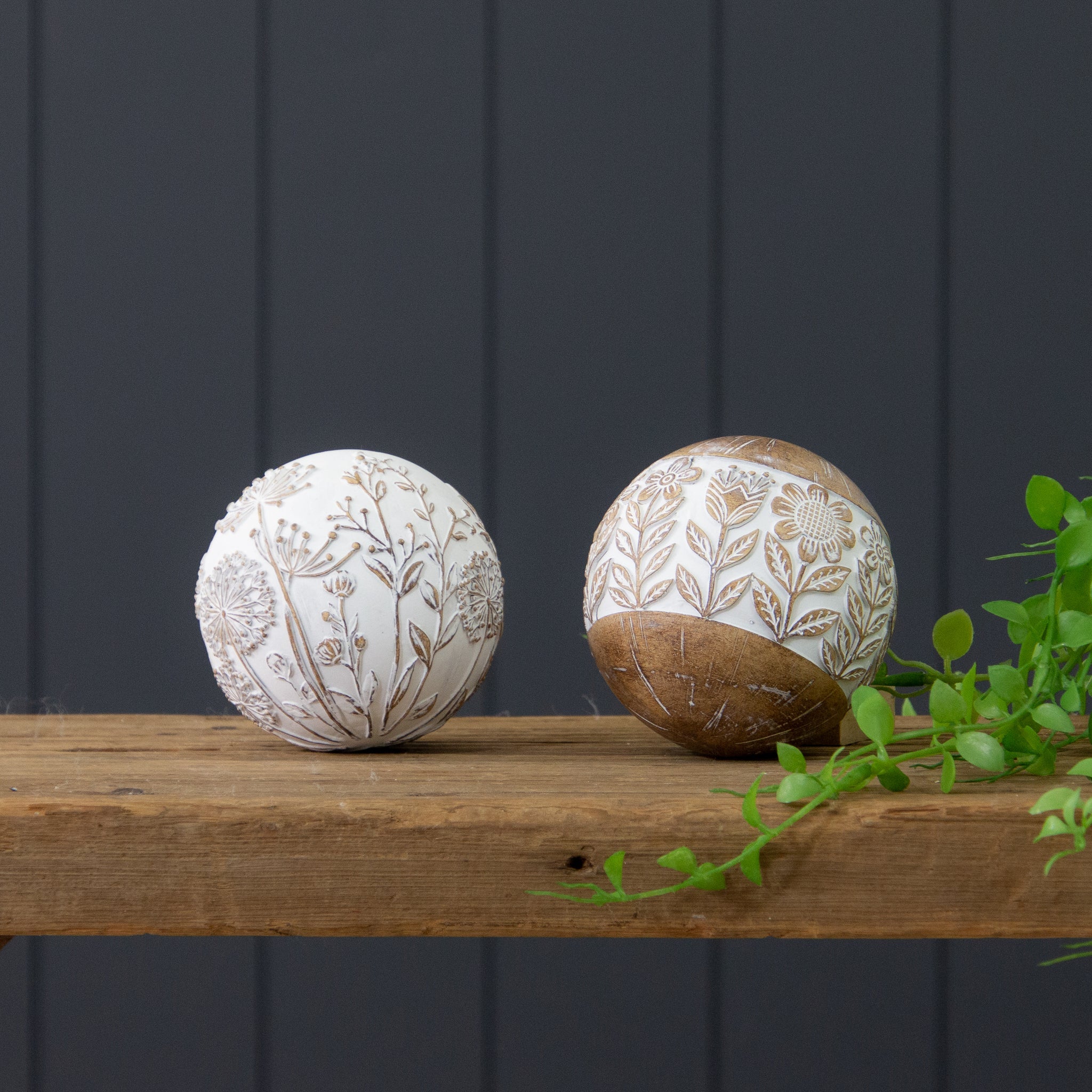 Decorative Accent Balls with Embossed Floral Design