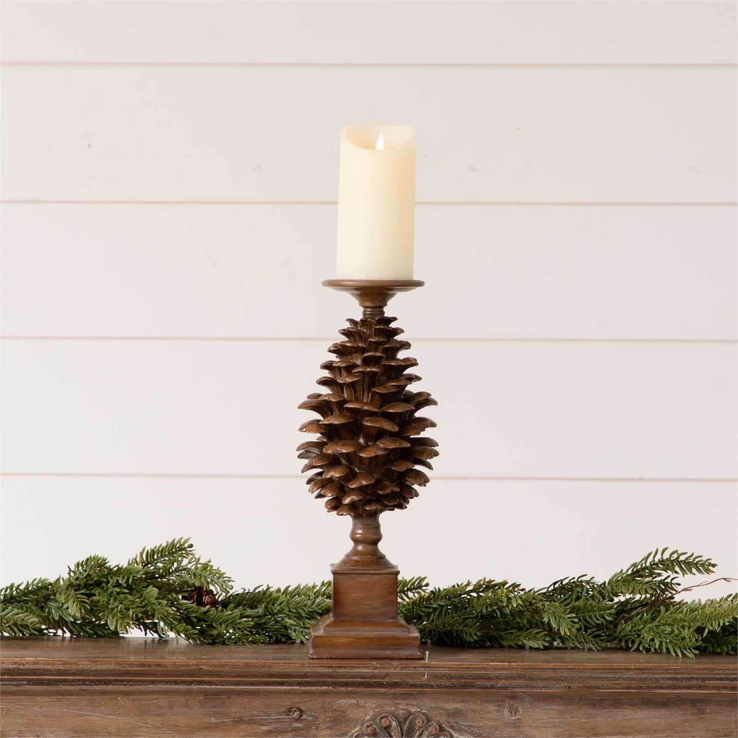 Pinecone Candle Holder, Lg