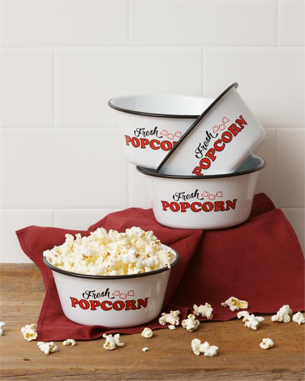 Enamel Popcorn Bowls (S/4)