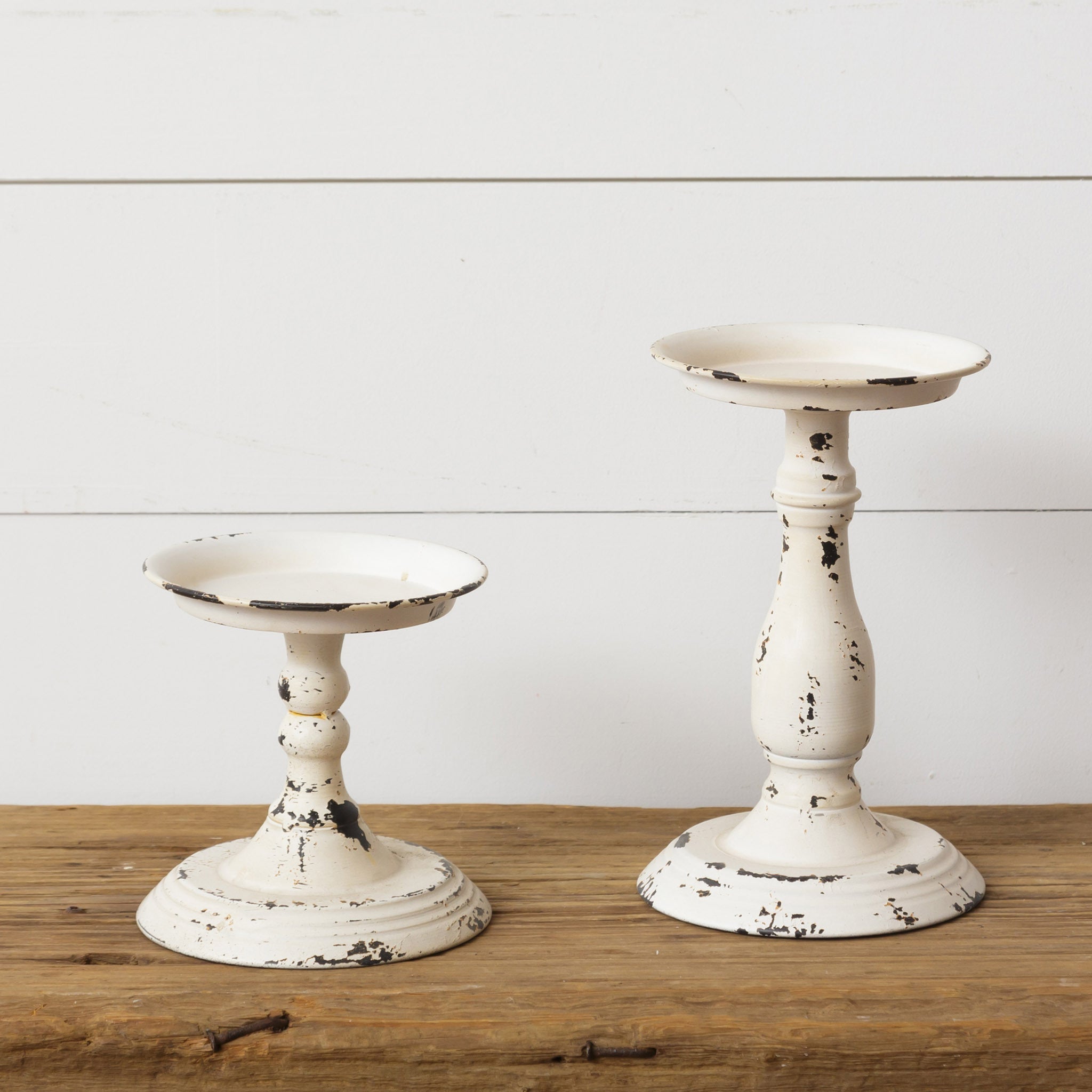 Distressed Candle Holders (S/2)