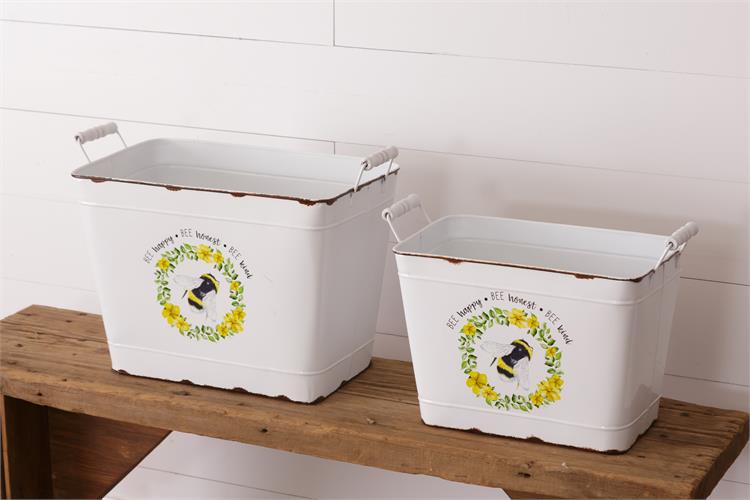 Wildflowers & Bee Open Containers (S/2)
