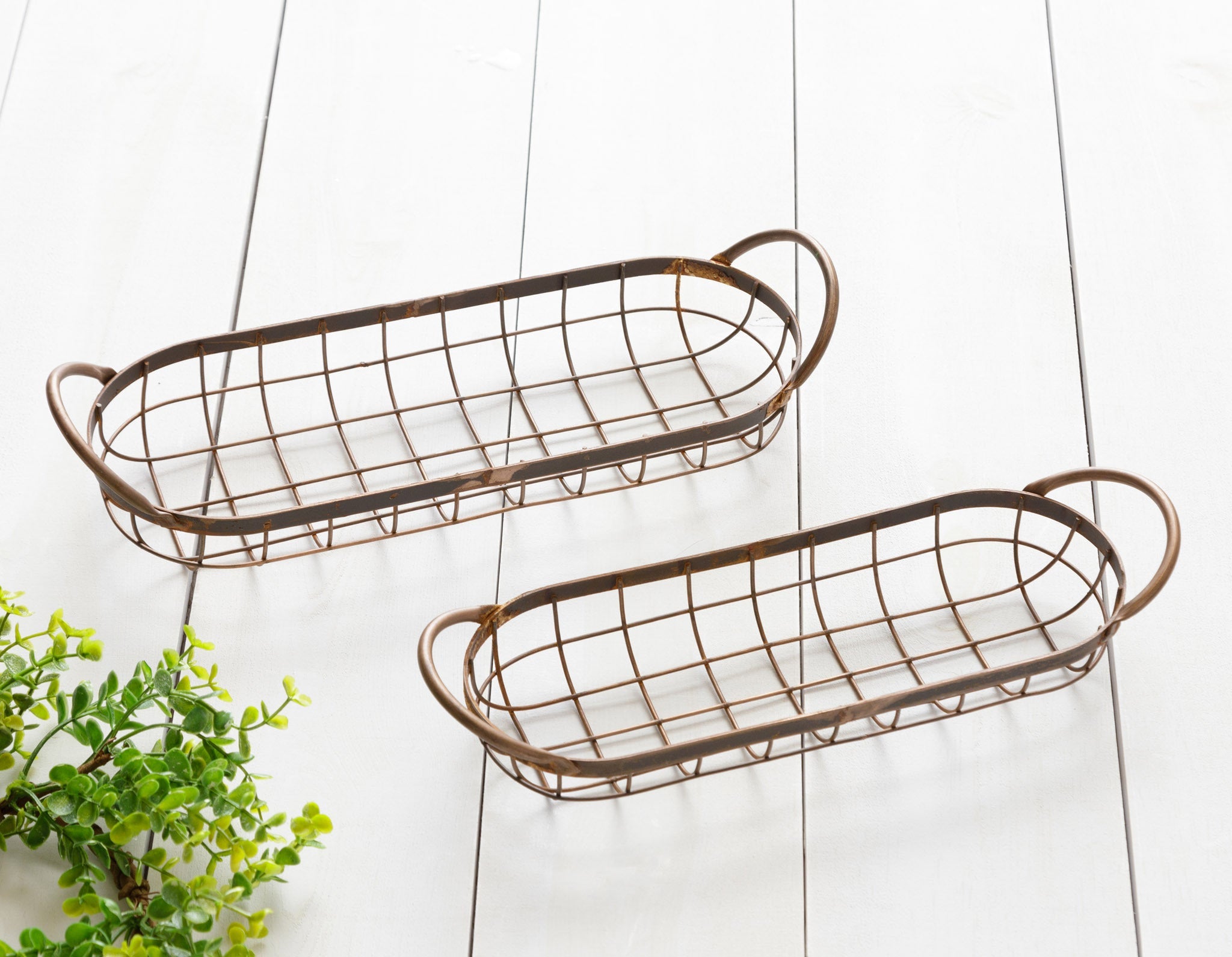 Weathered Copper Oblong Trays (S/2)