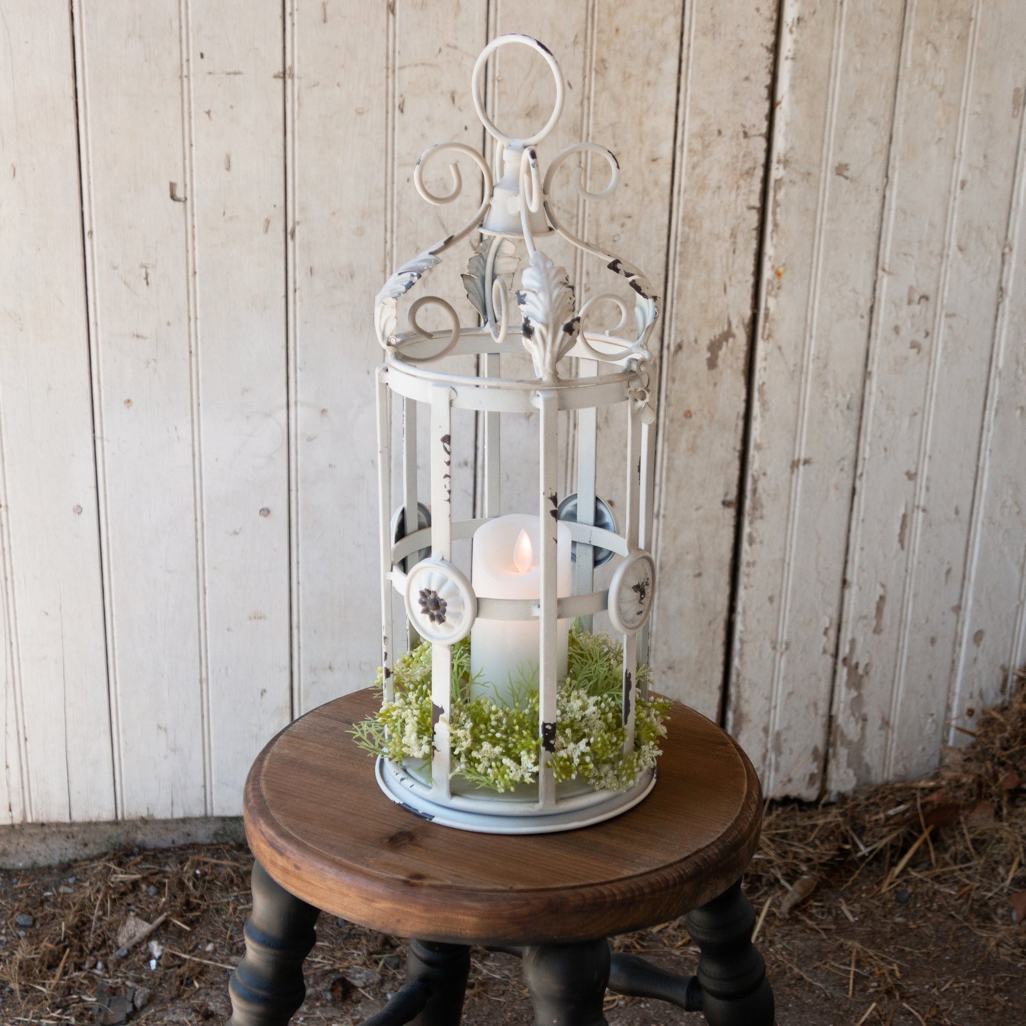 Distressed Bird Cage Candle Holder