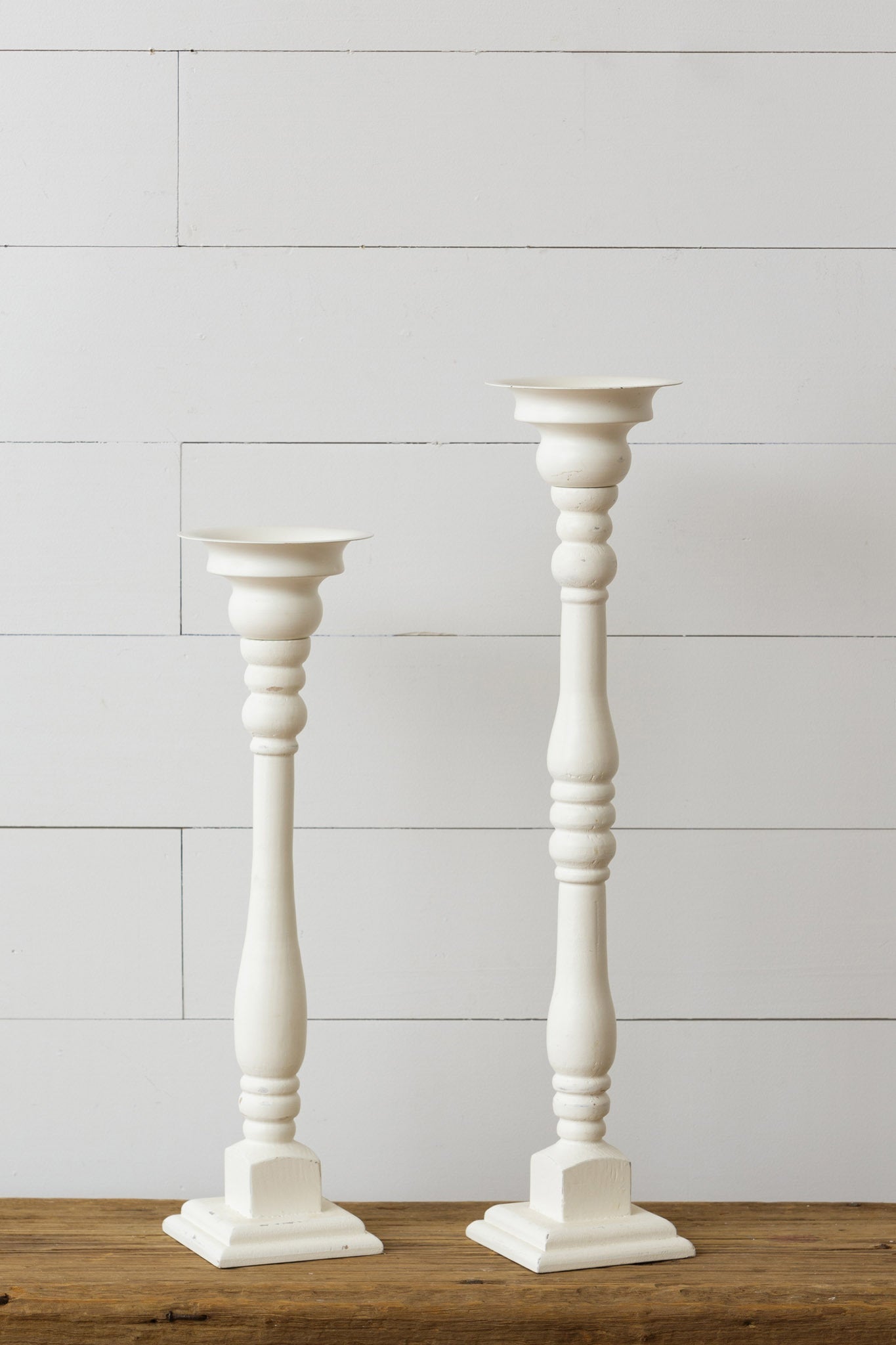 Antiqued Pillar Candle Holders (S/2)
