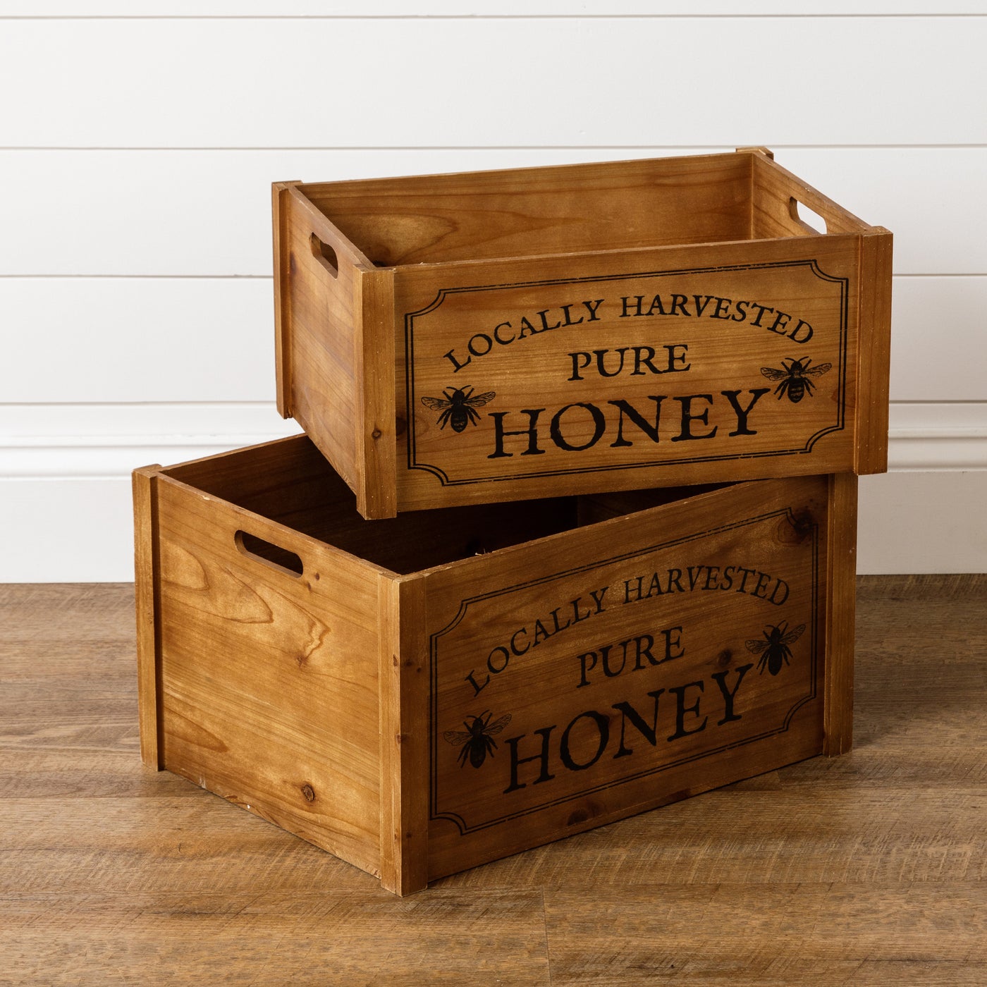 Busy Bee Honey Hive Wooden Crates (S/2)