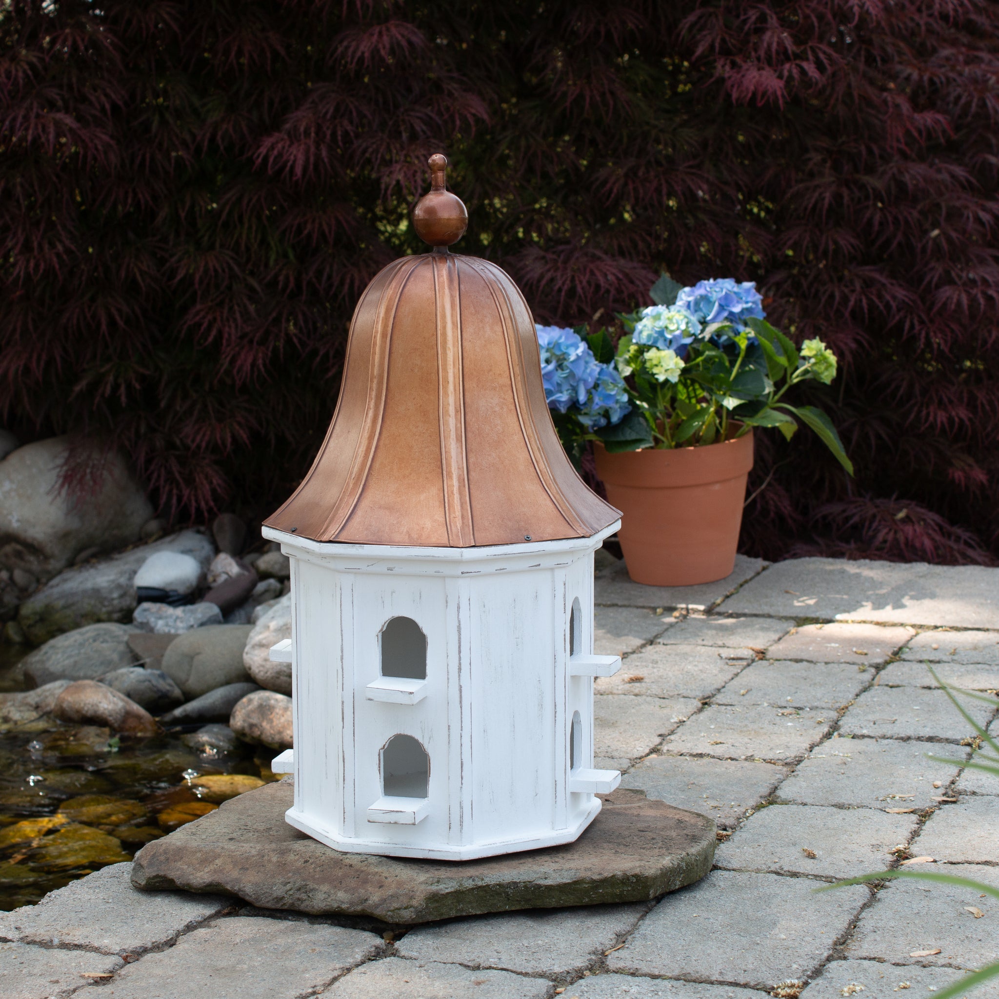 Decorative Birdhouse with Copper Tone Roof