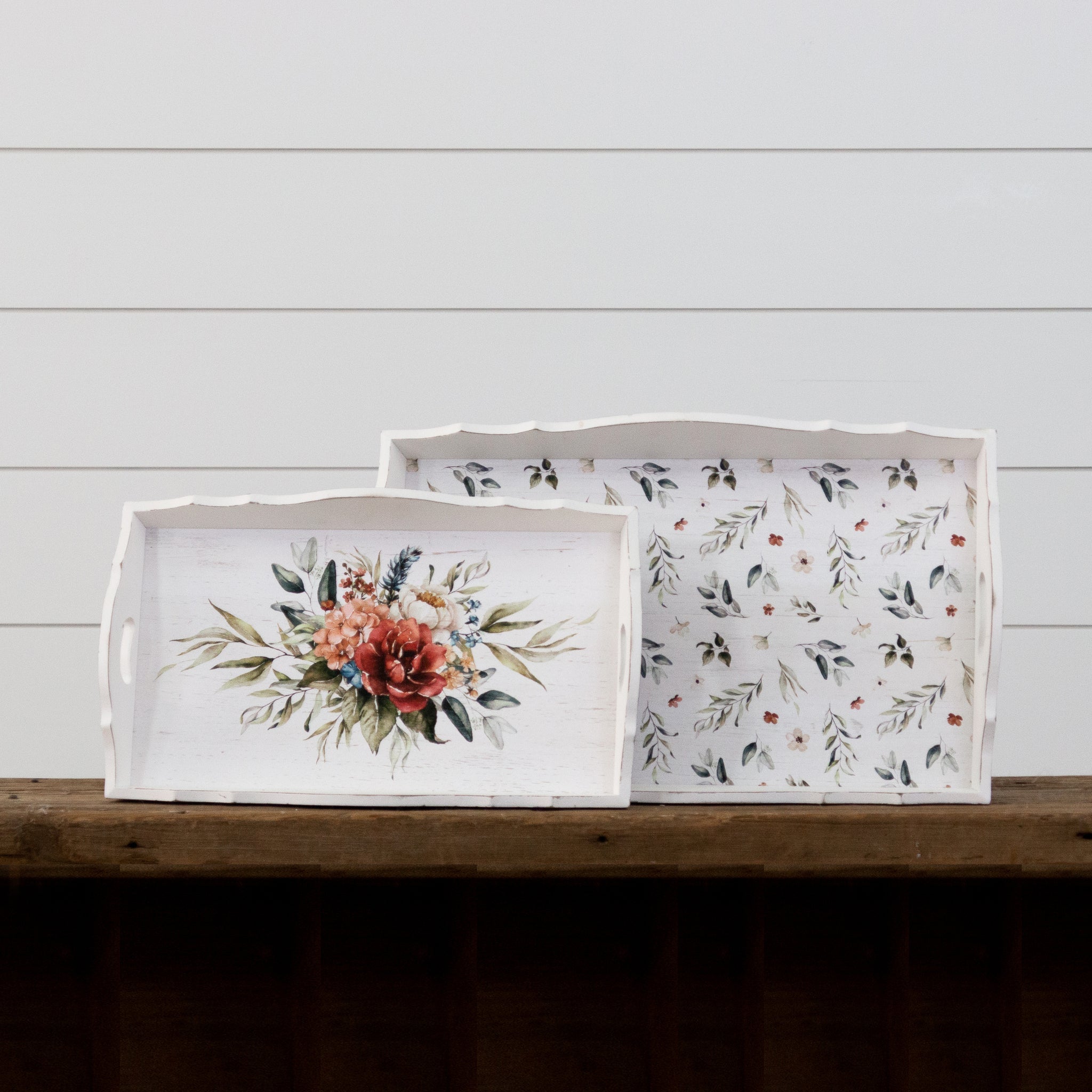 White Floral Trays