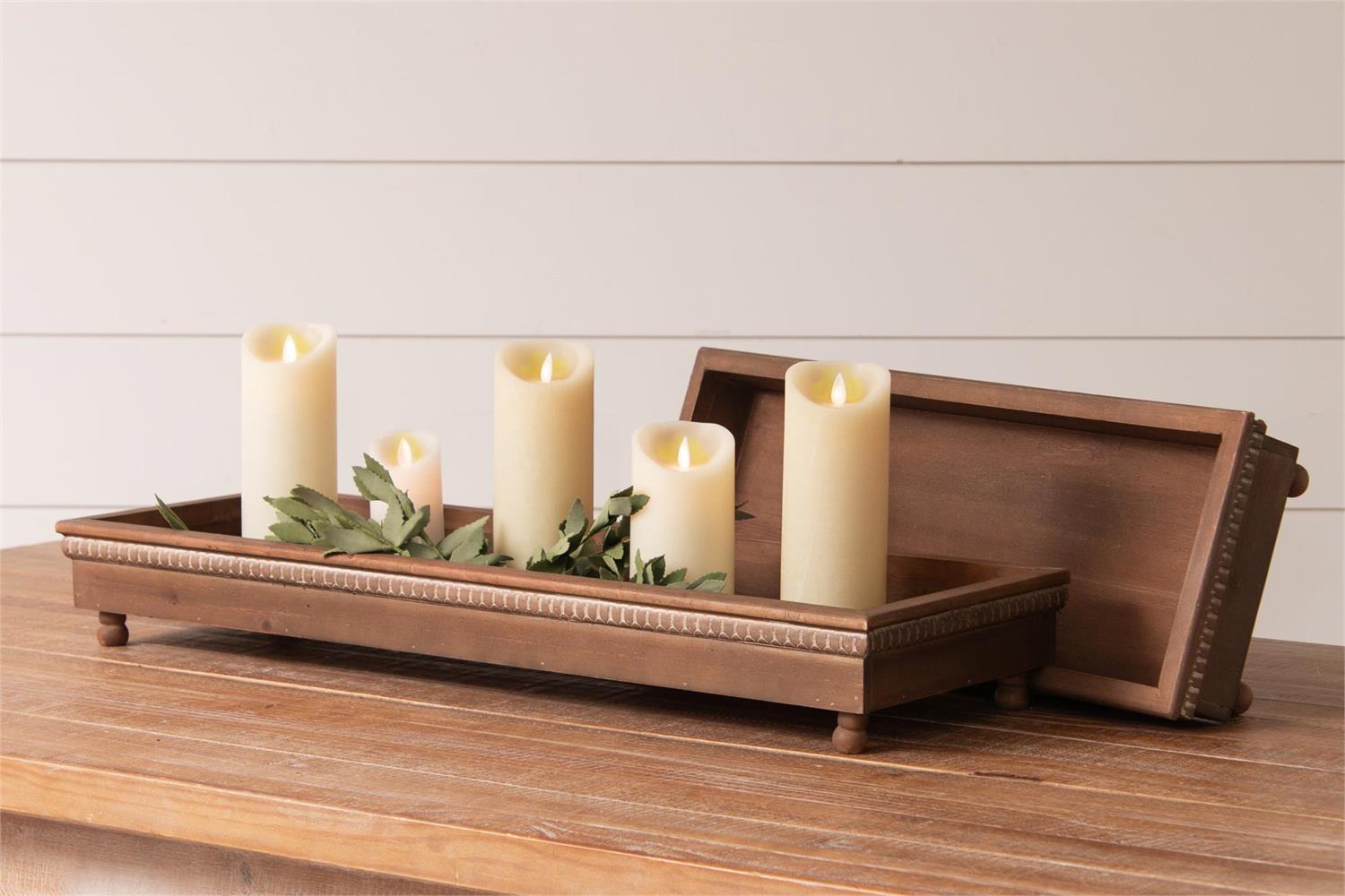Long Wooden Footed Trays