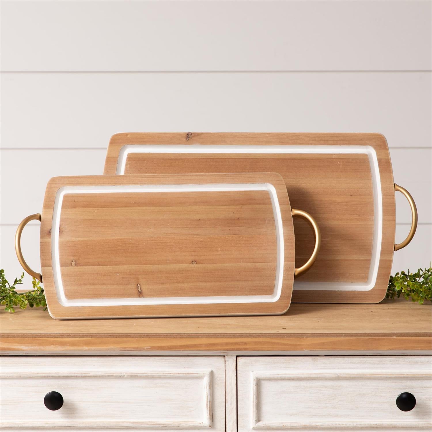 Trays - Wood With Gold Handles