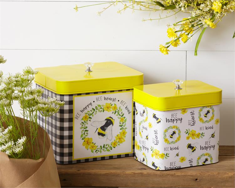 Wildflowers & Bee Lidded Containers (S/2)