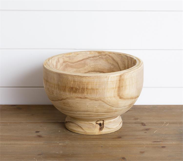 Large Carved Wood Pedestal Bowl